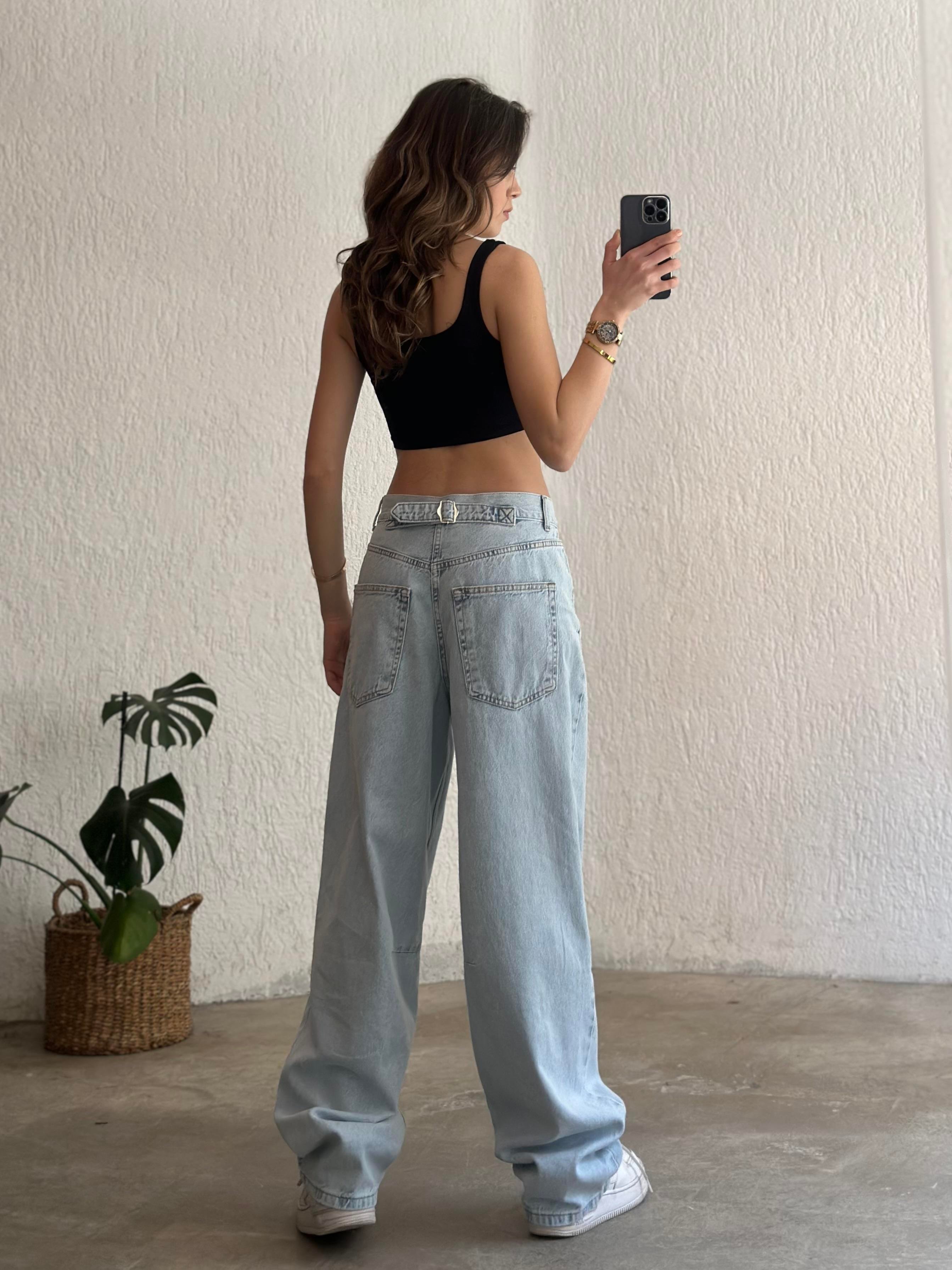 Ayarlanabilir Baggy Jean - Buz Mavi - Dominatrend