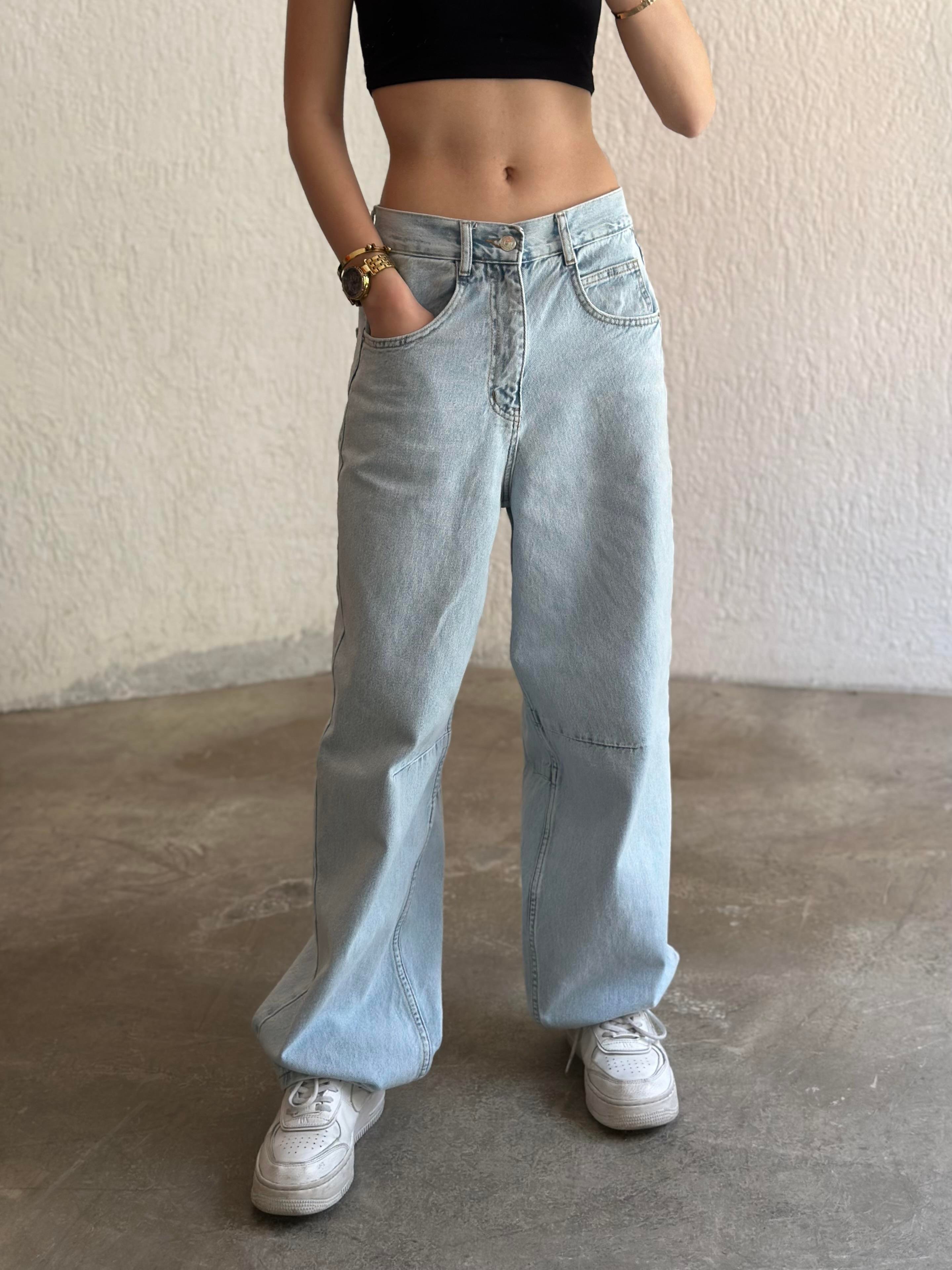 Ayarlanabilir Baggy Jean - Buz Mavi - Dominatrend