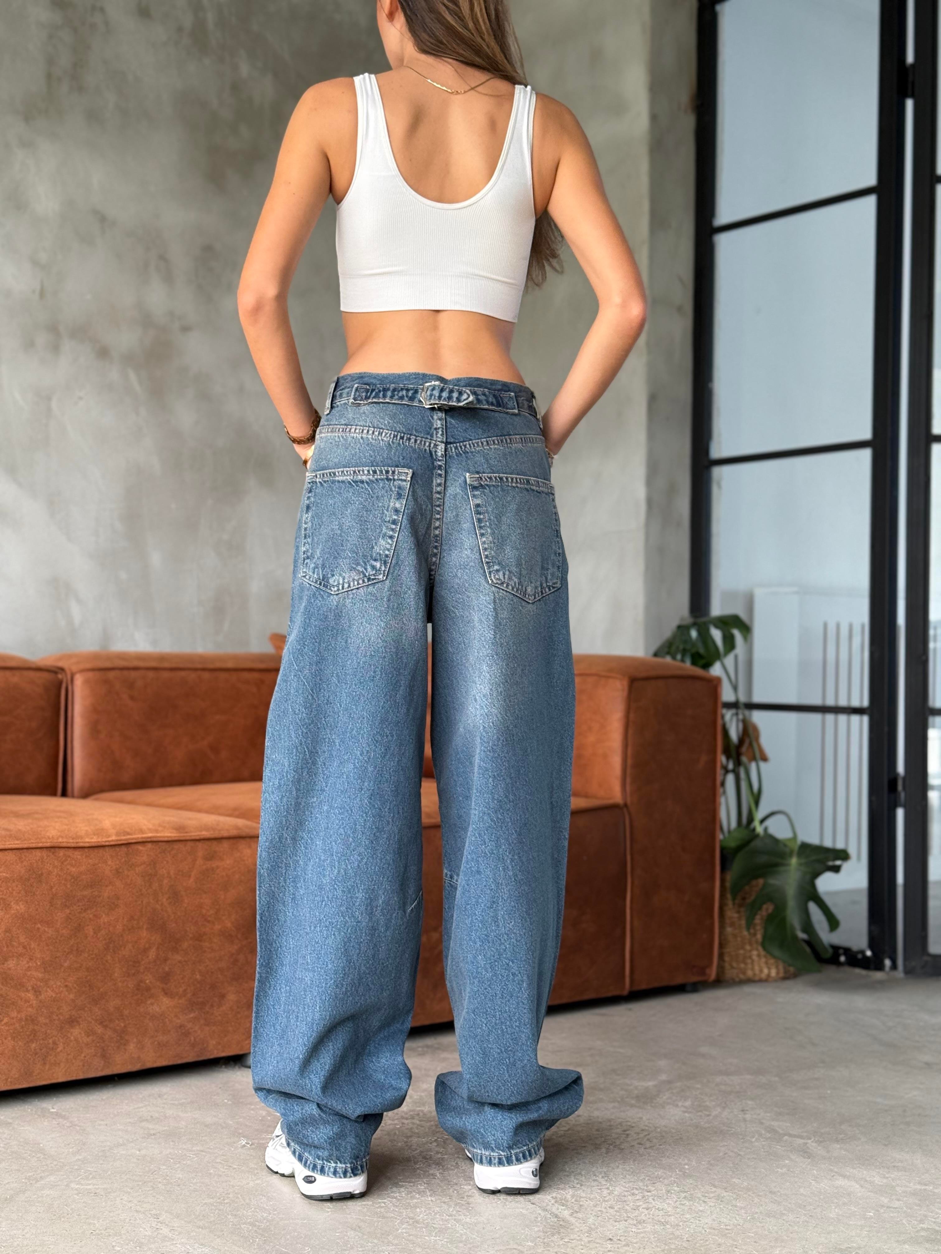 Ayarlanabilir Baggy Jean Mavi - Dominatrend