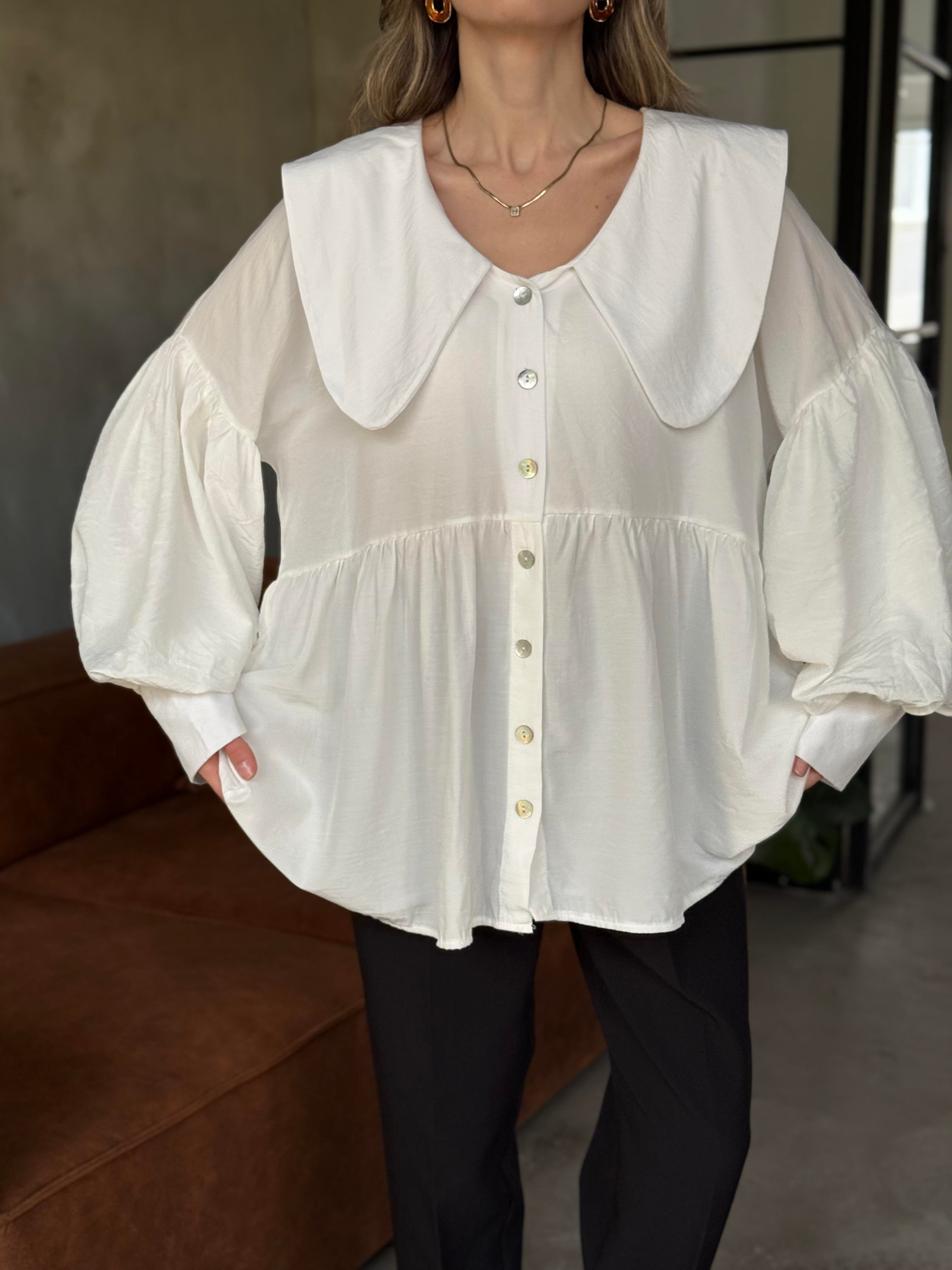 Bebe Yaka Tensel oversize Gömlek - Dominatrend