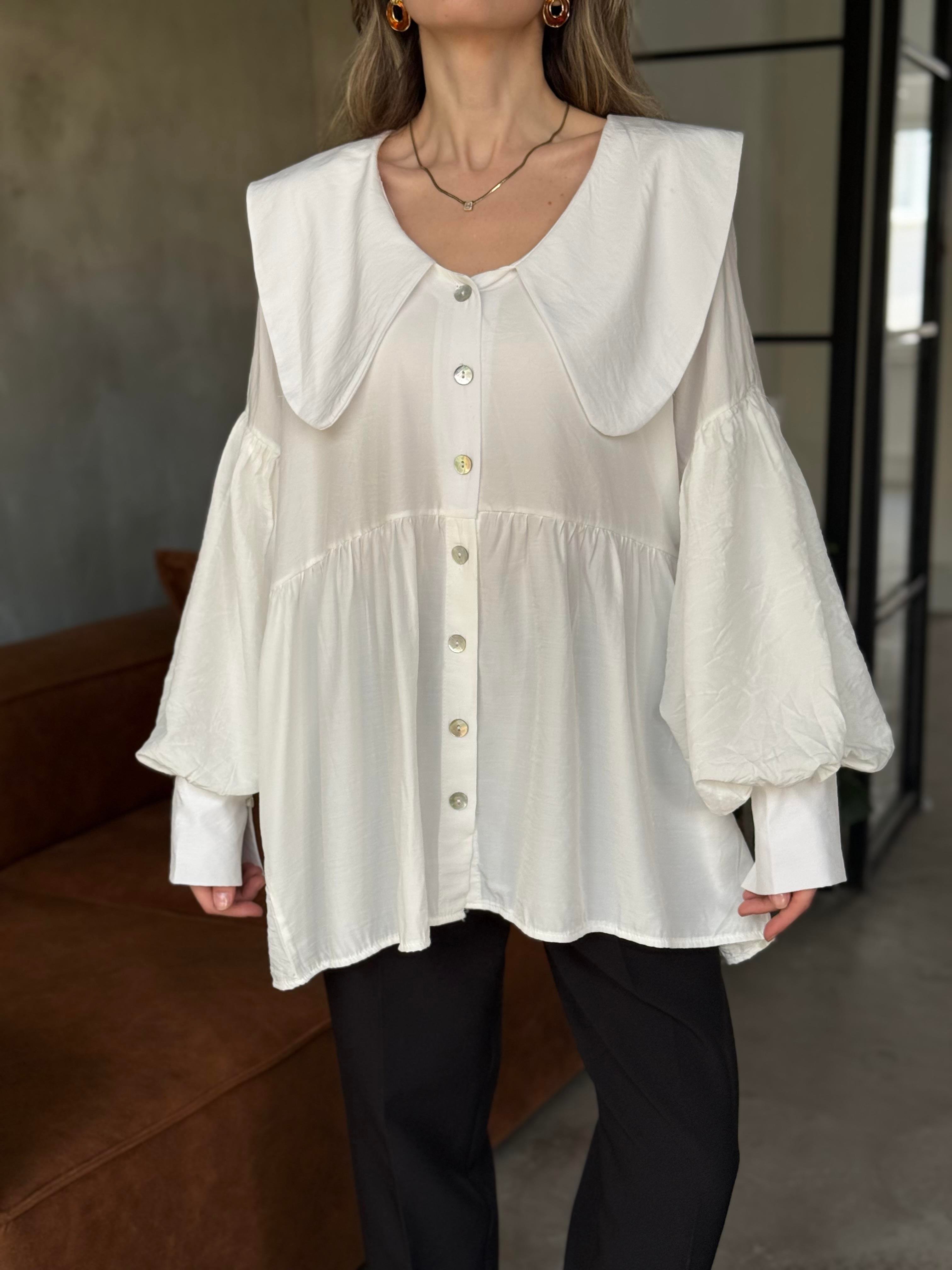 Bebe Yaka Tensel oversize Gömlek - Dominatrend