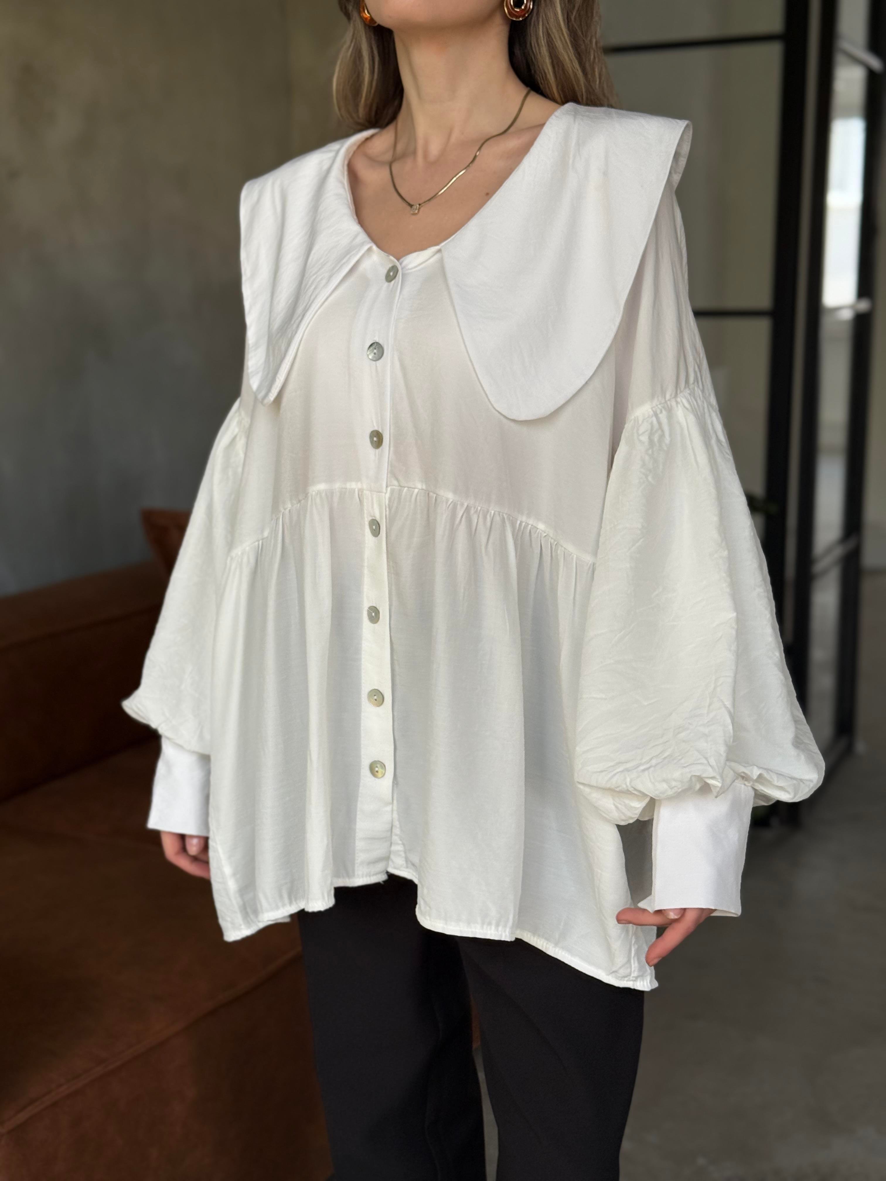 Bebe Yaka Tensel oversize Gömlek - Dominatrend