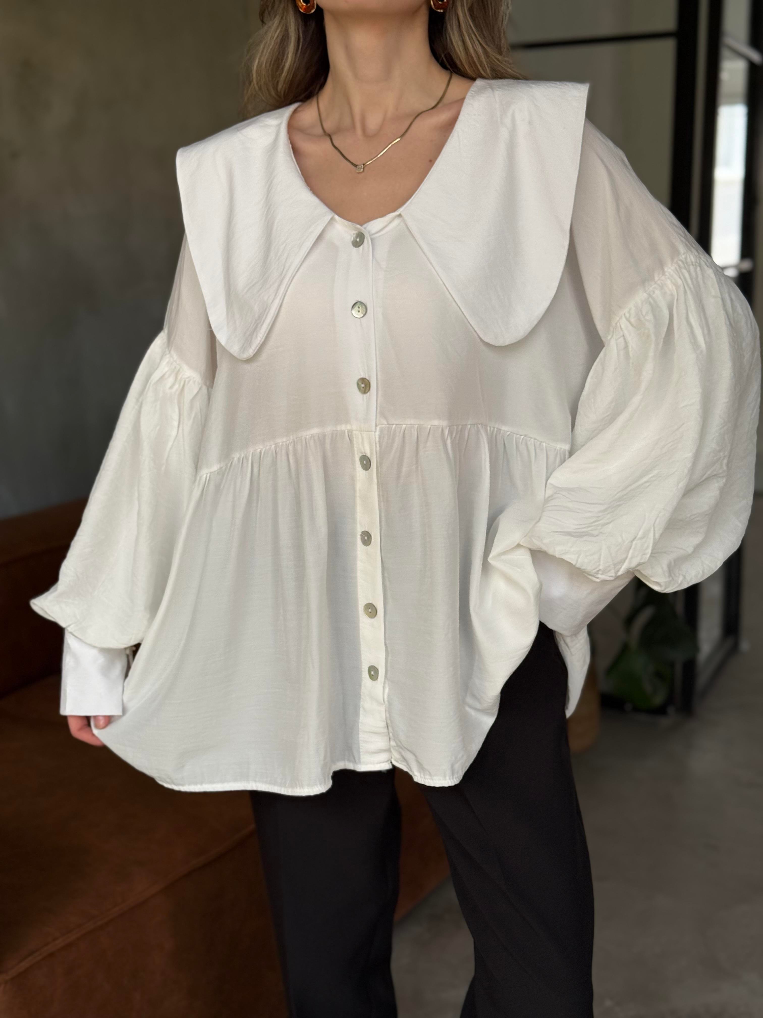 Bebe Yaka Tensel oversize Gömlek - Dominatrend
