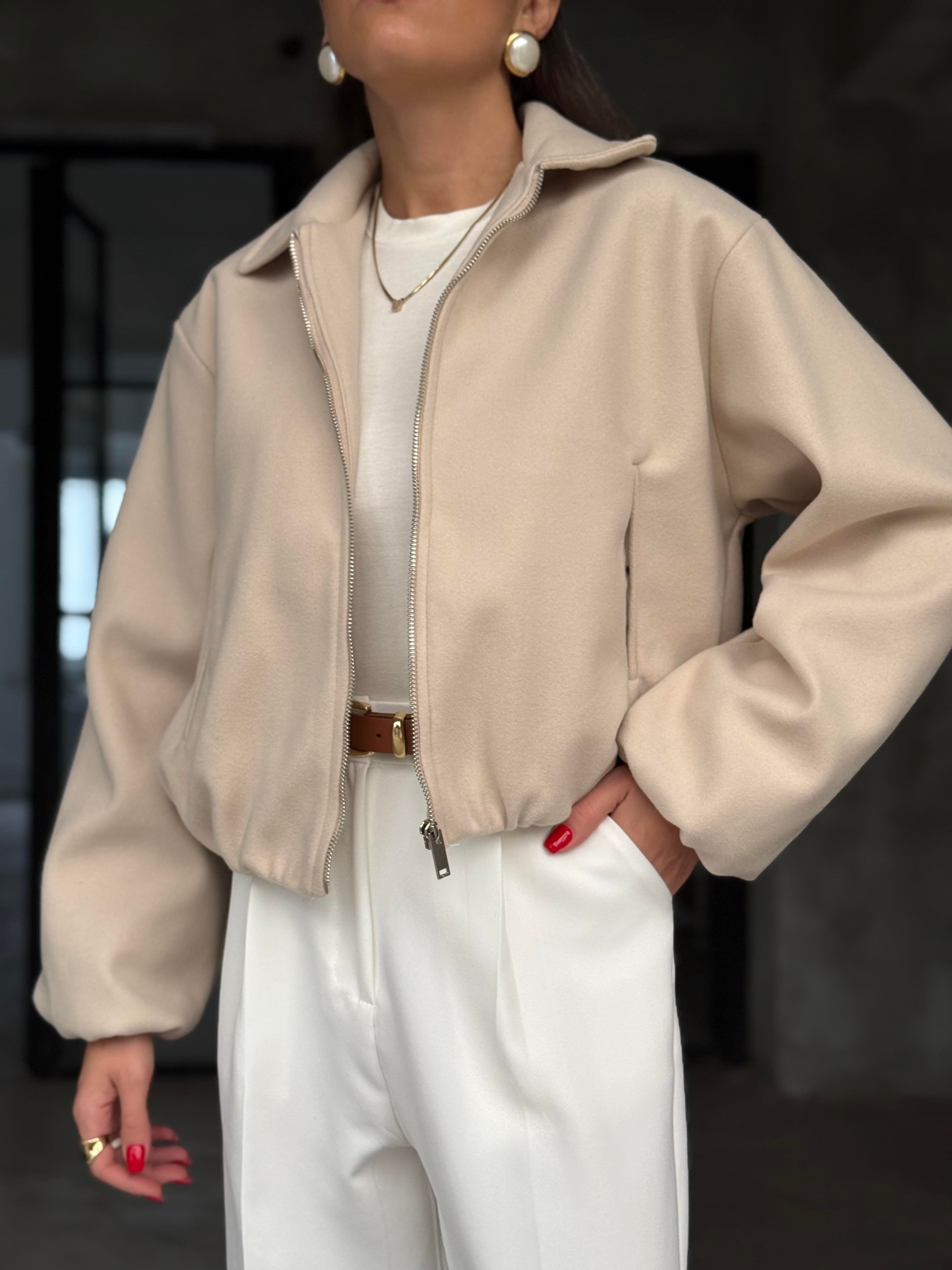 Bej Kaşe Bomber Ceket - Dominatrend