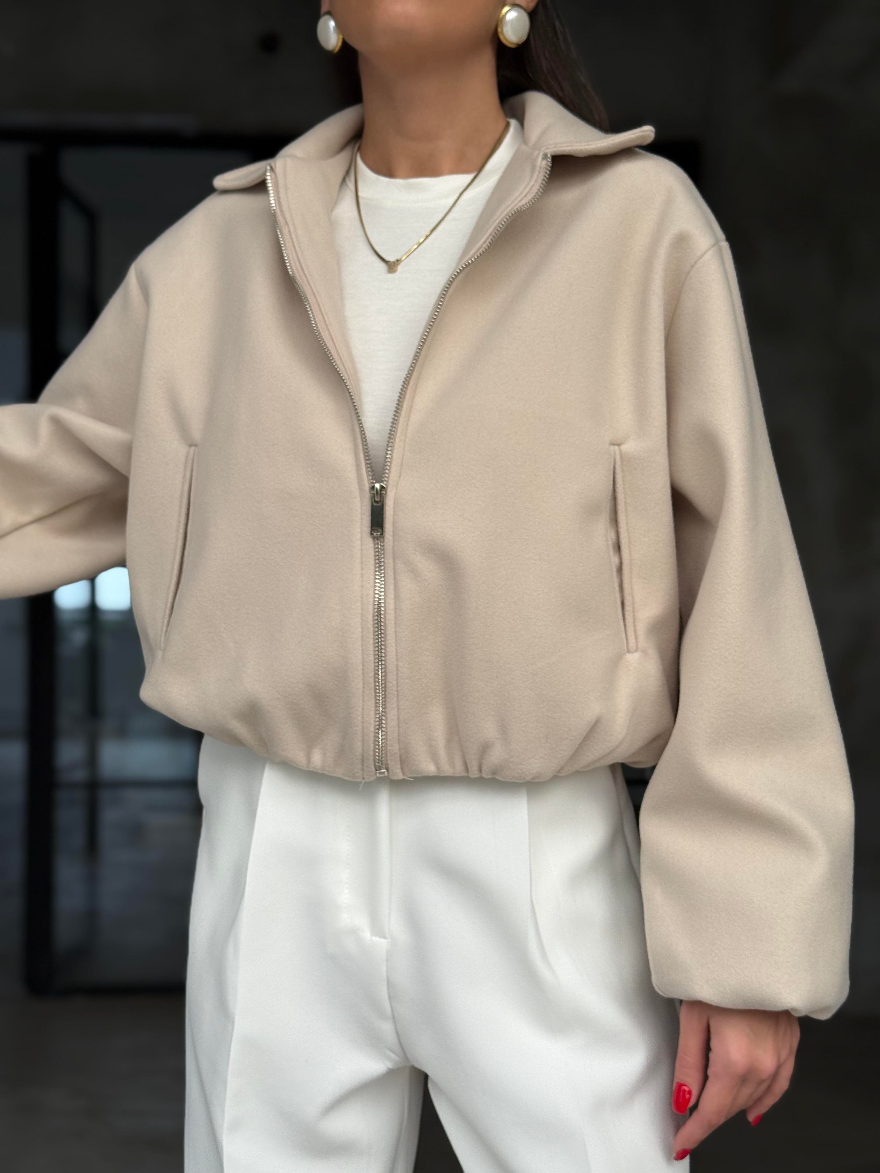 Bej Kaşe Bomber Ceket - Dominatrend