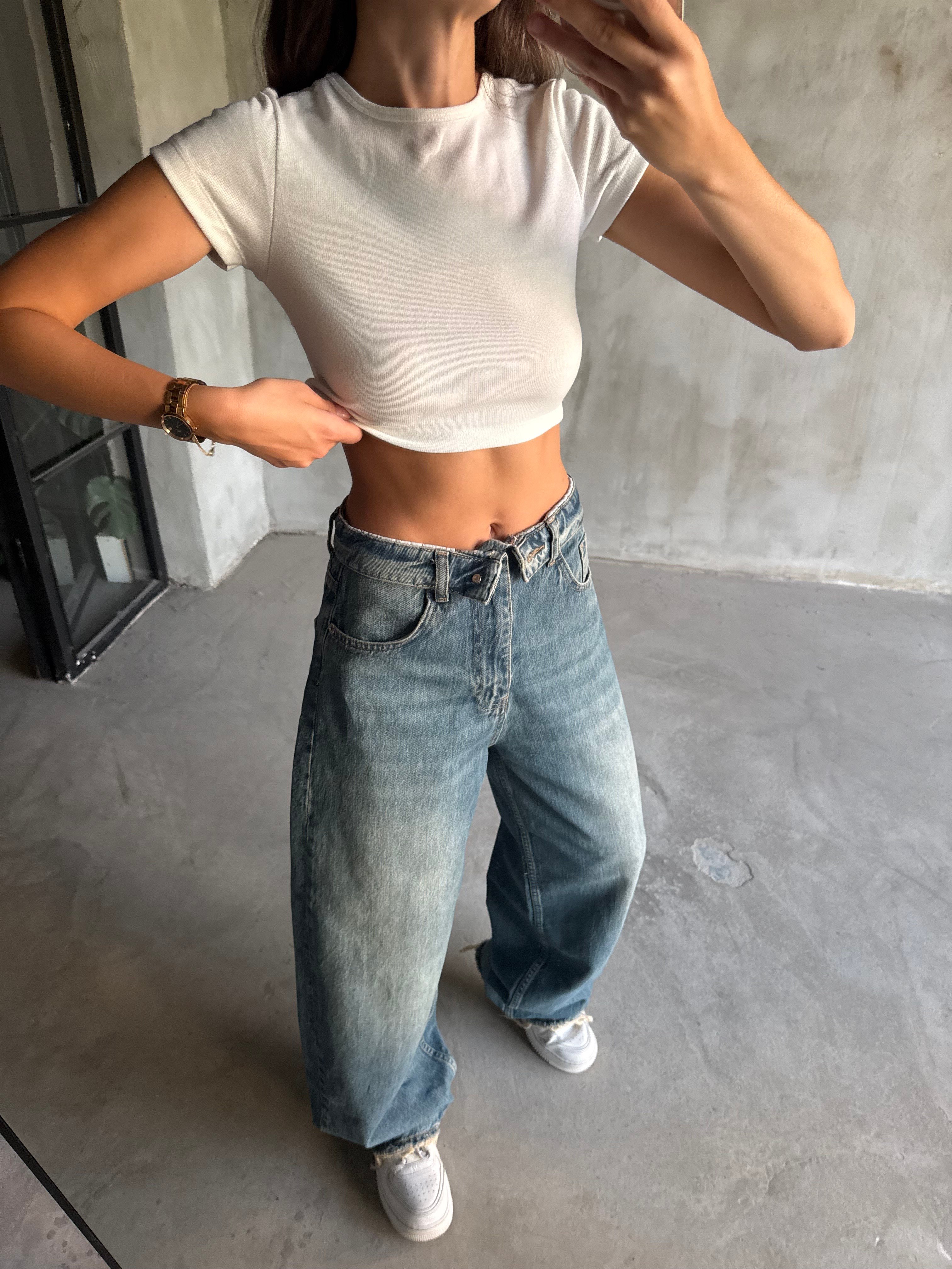 Bel Detay Tintli Baggy Jean  - Dominatrend