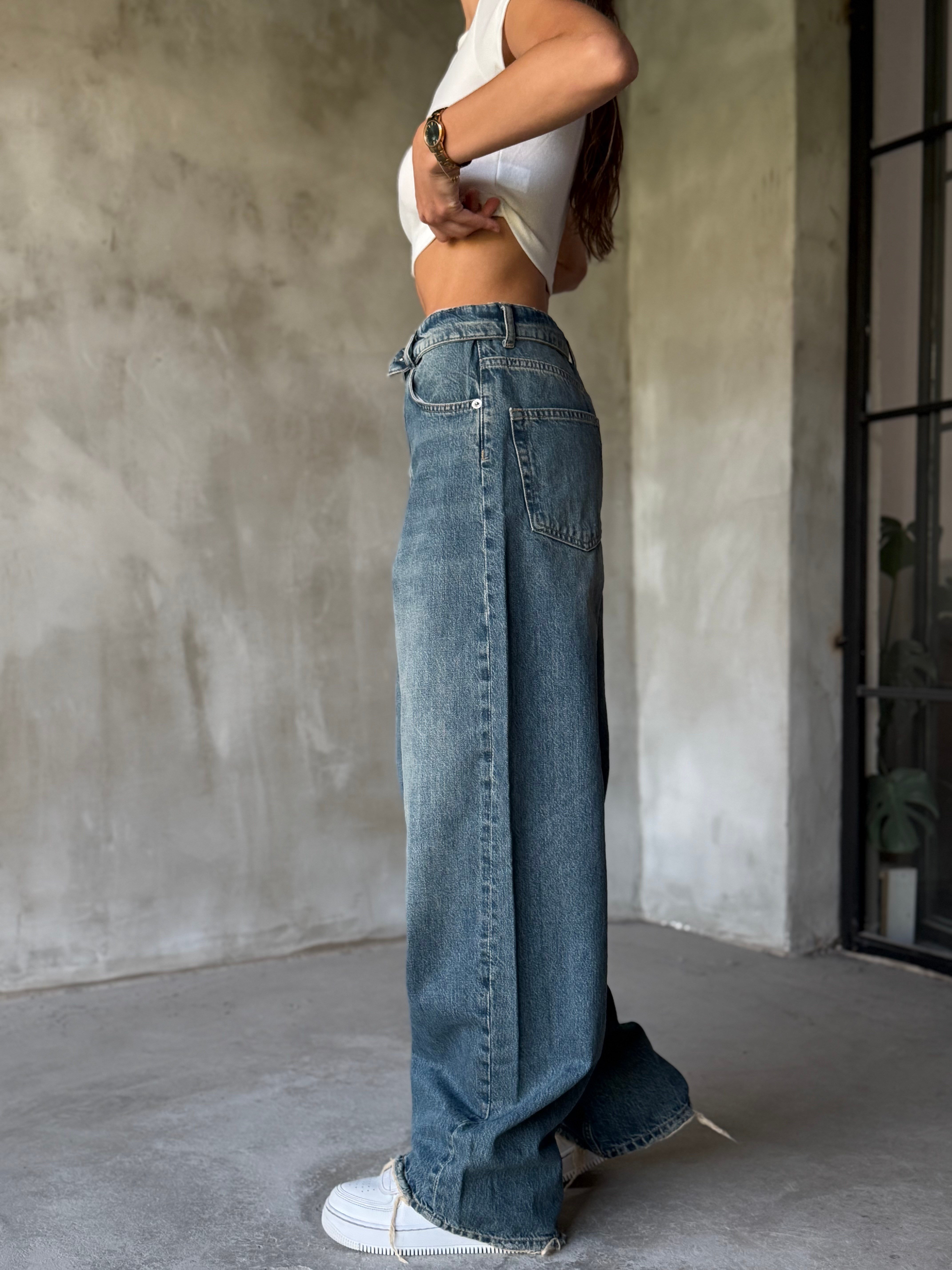 Bel Detay Tintli Baggy Jean  - Dominatrend