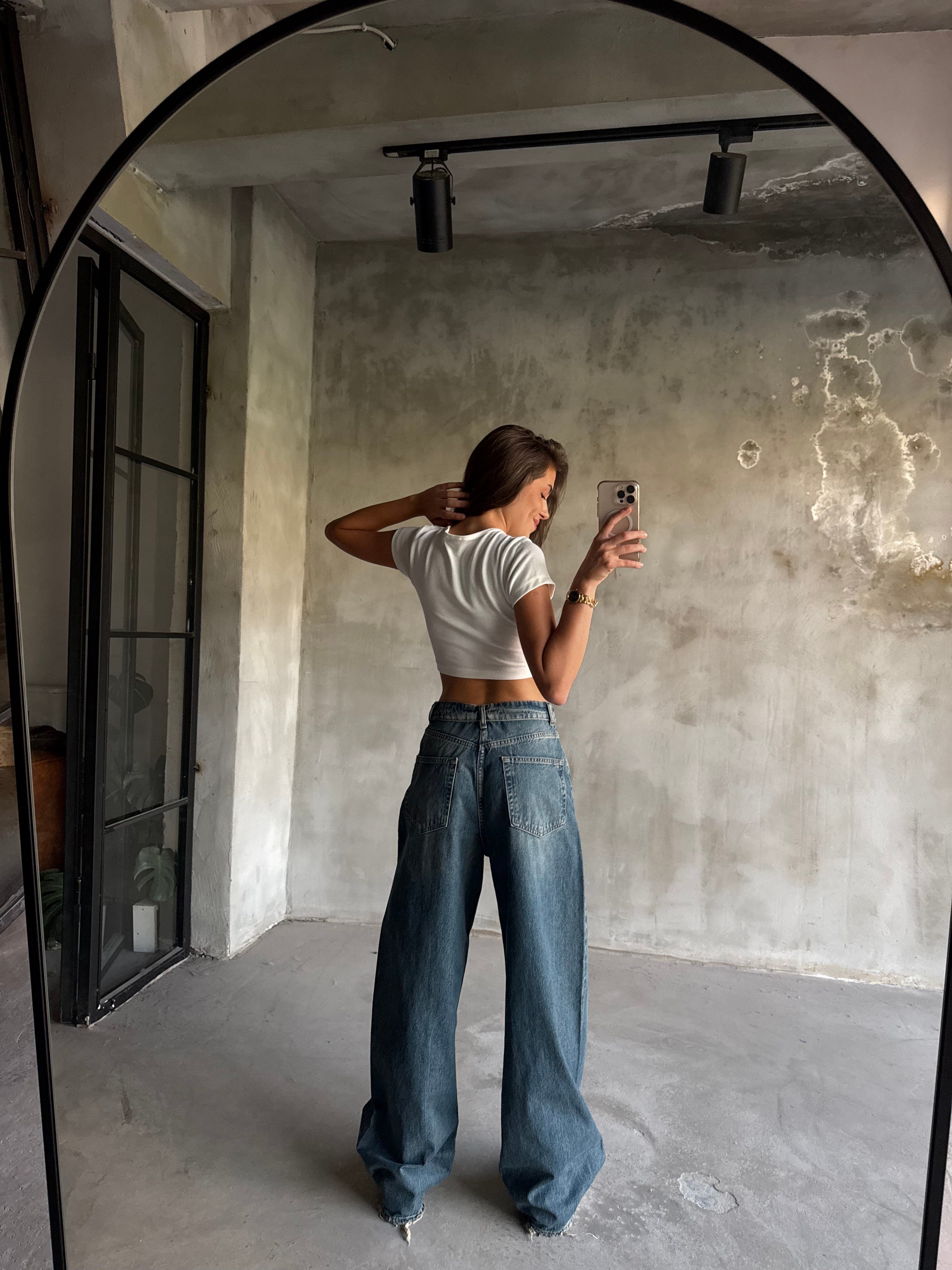 Bel Detay Tintli Baggy Jean  - Dominatrend