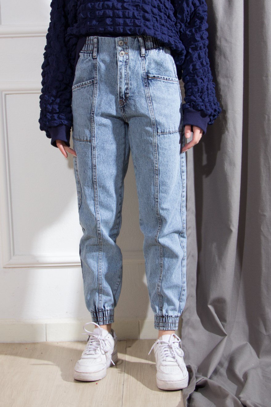 Beli Lastikli Antrasit Jean - Mavi - Dominatrend