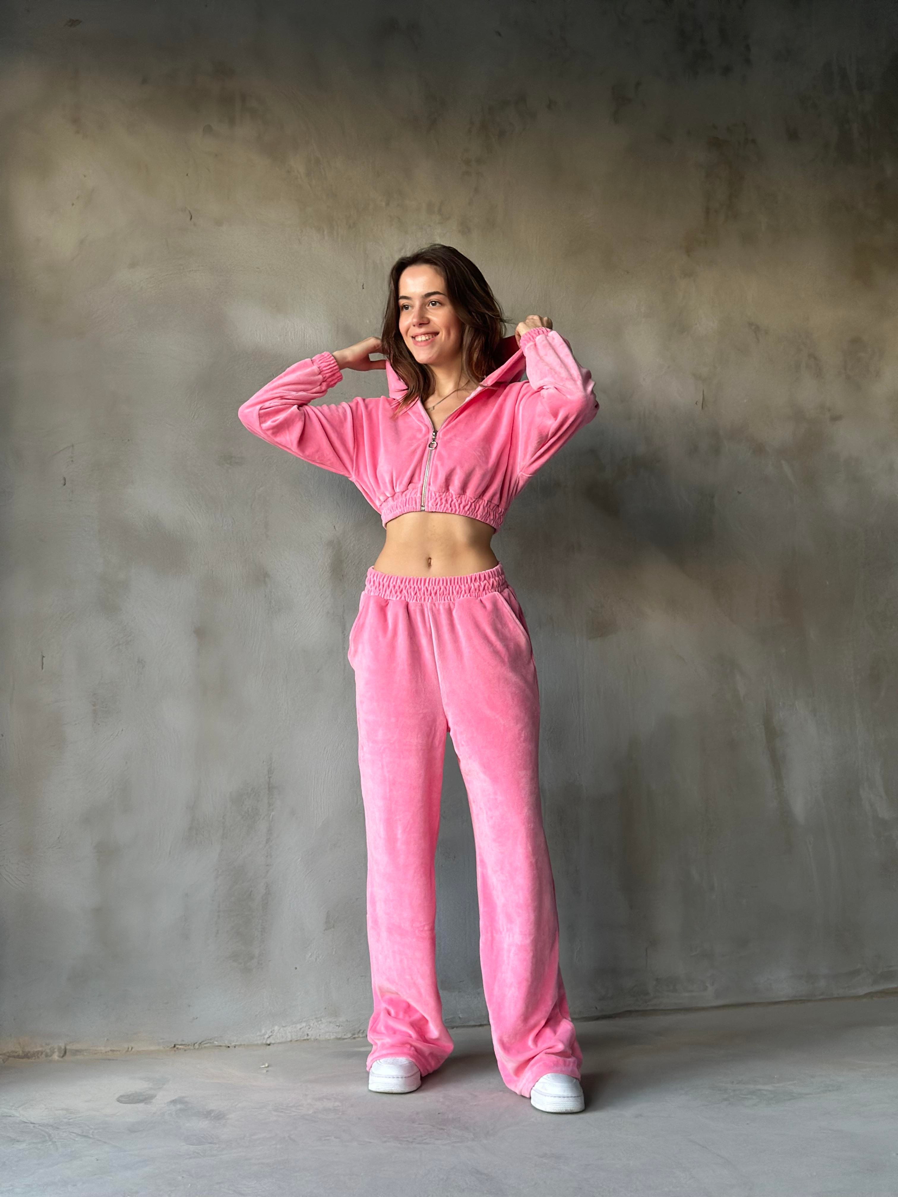 Berry Havlu Eşofman Takımı - Pembe - Dominatrend