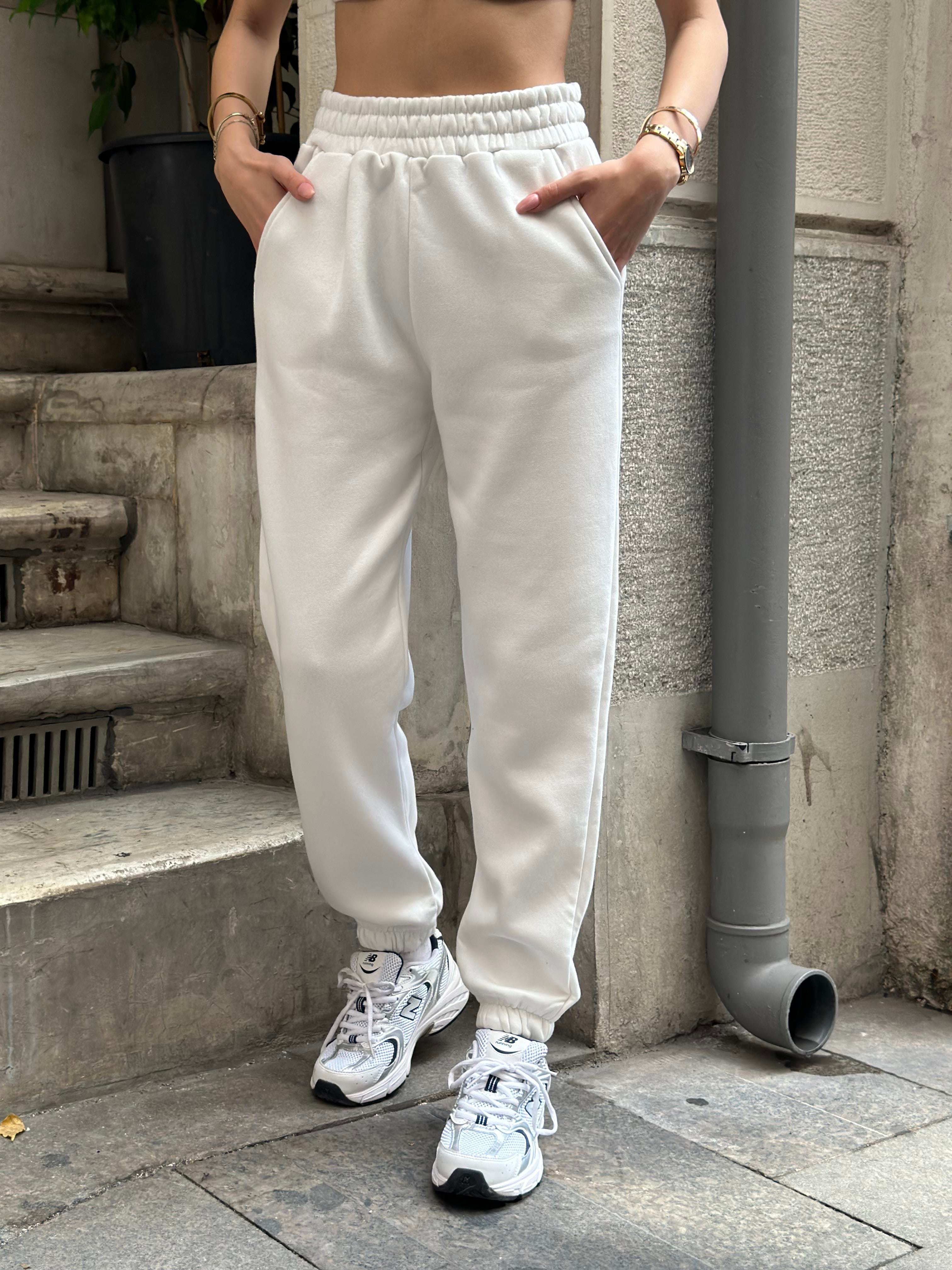 Beyaz Jogger Eşofman Altı - Dominatrend