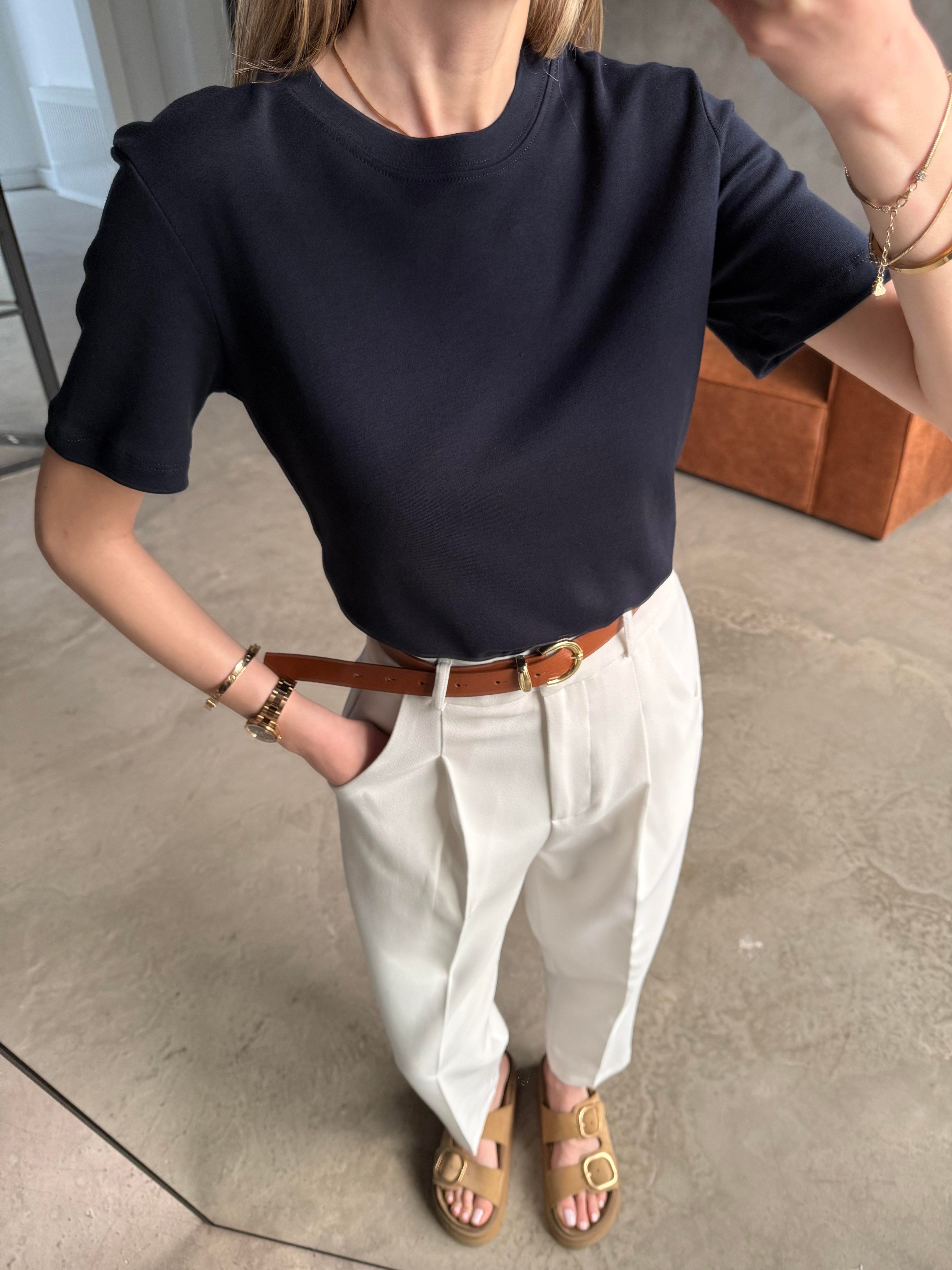 Bisiklet Yaka Basic T-shirt - Dominatrend