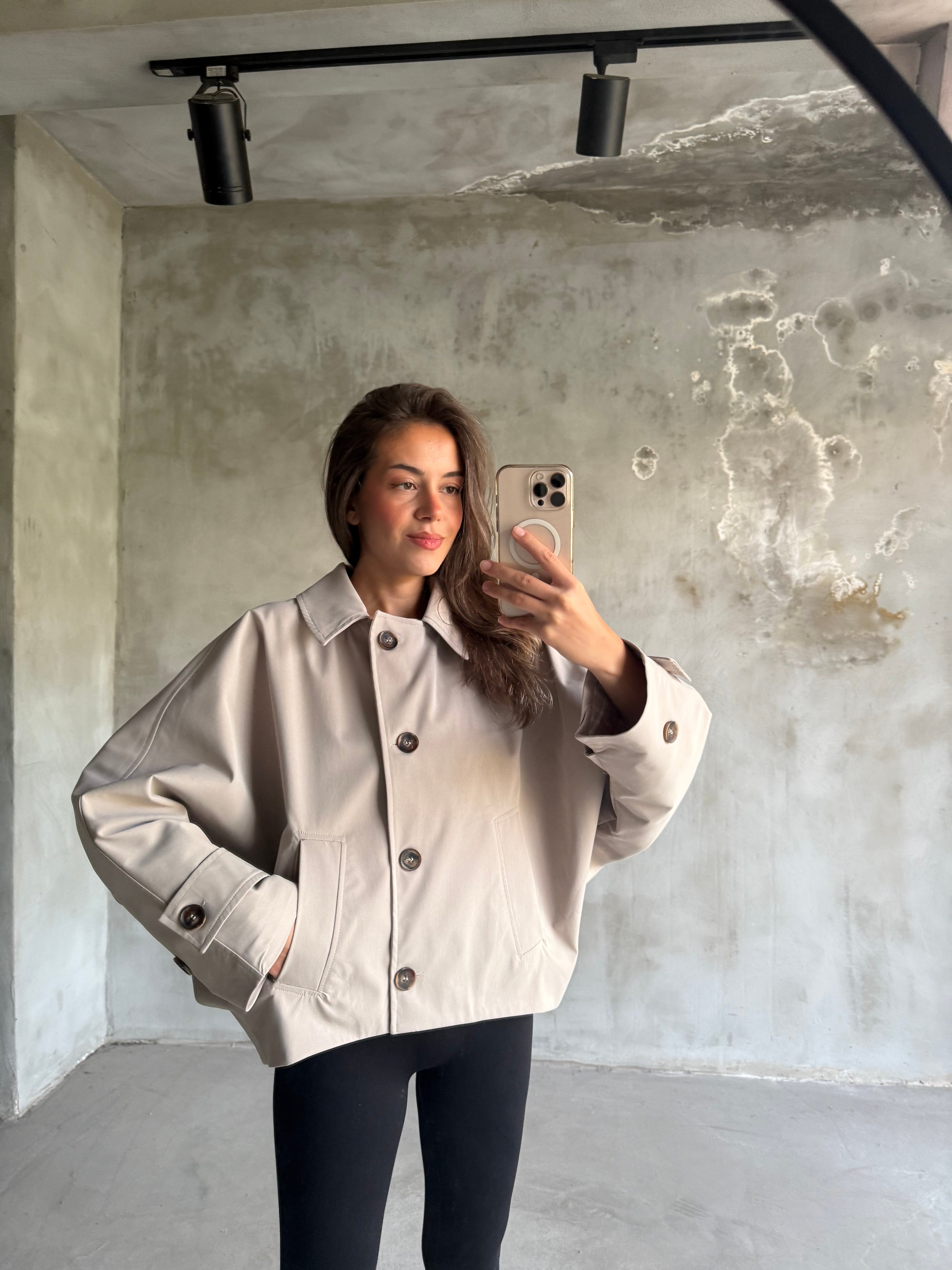 Bomber Balon Trençkot - Bej - Dominatrend