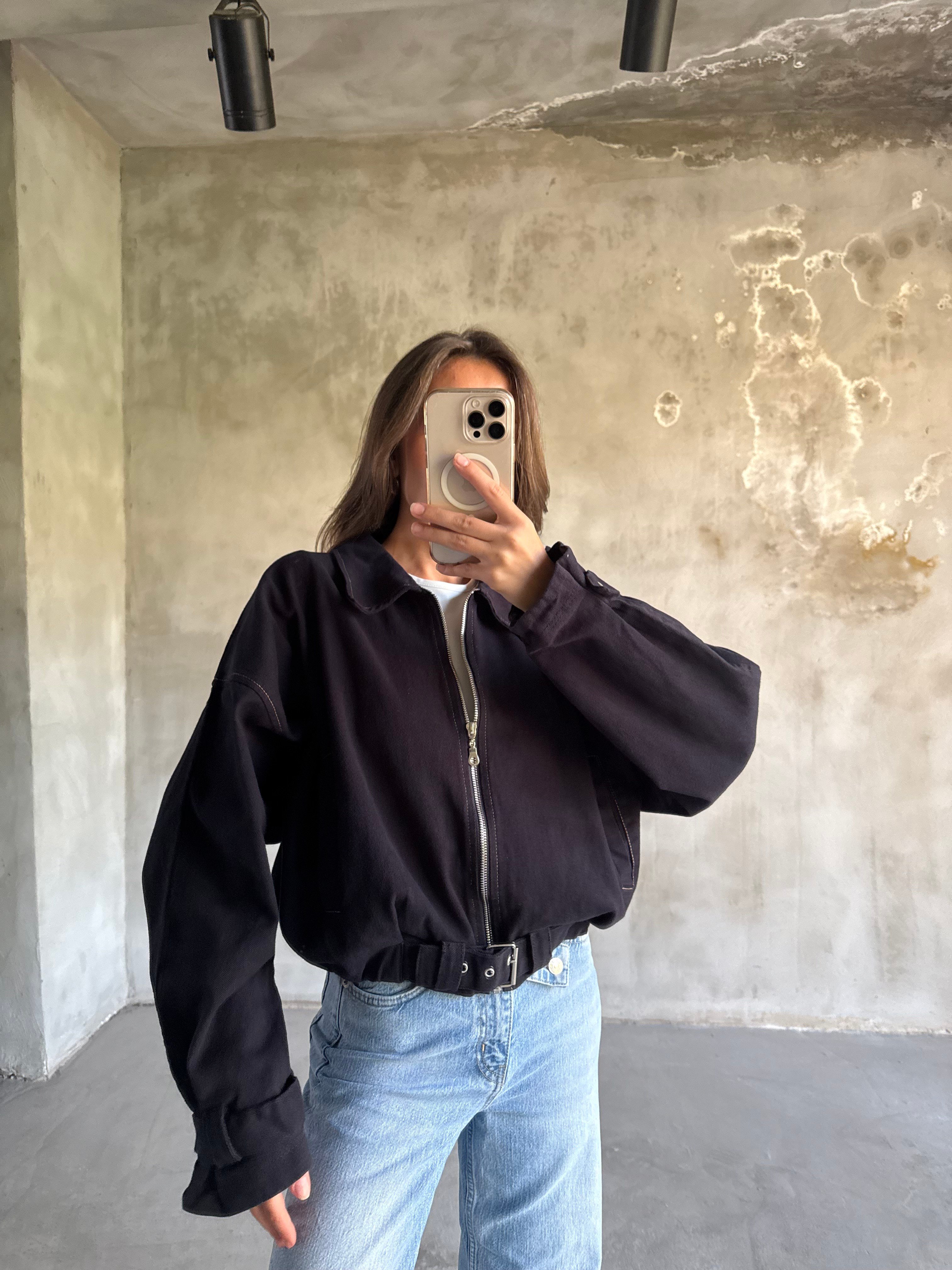 Bomber Gabardin Kot Ceket - Lacivert - Dominatrend