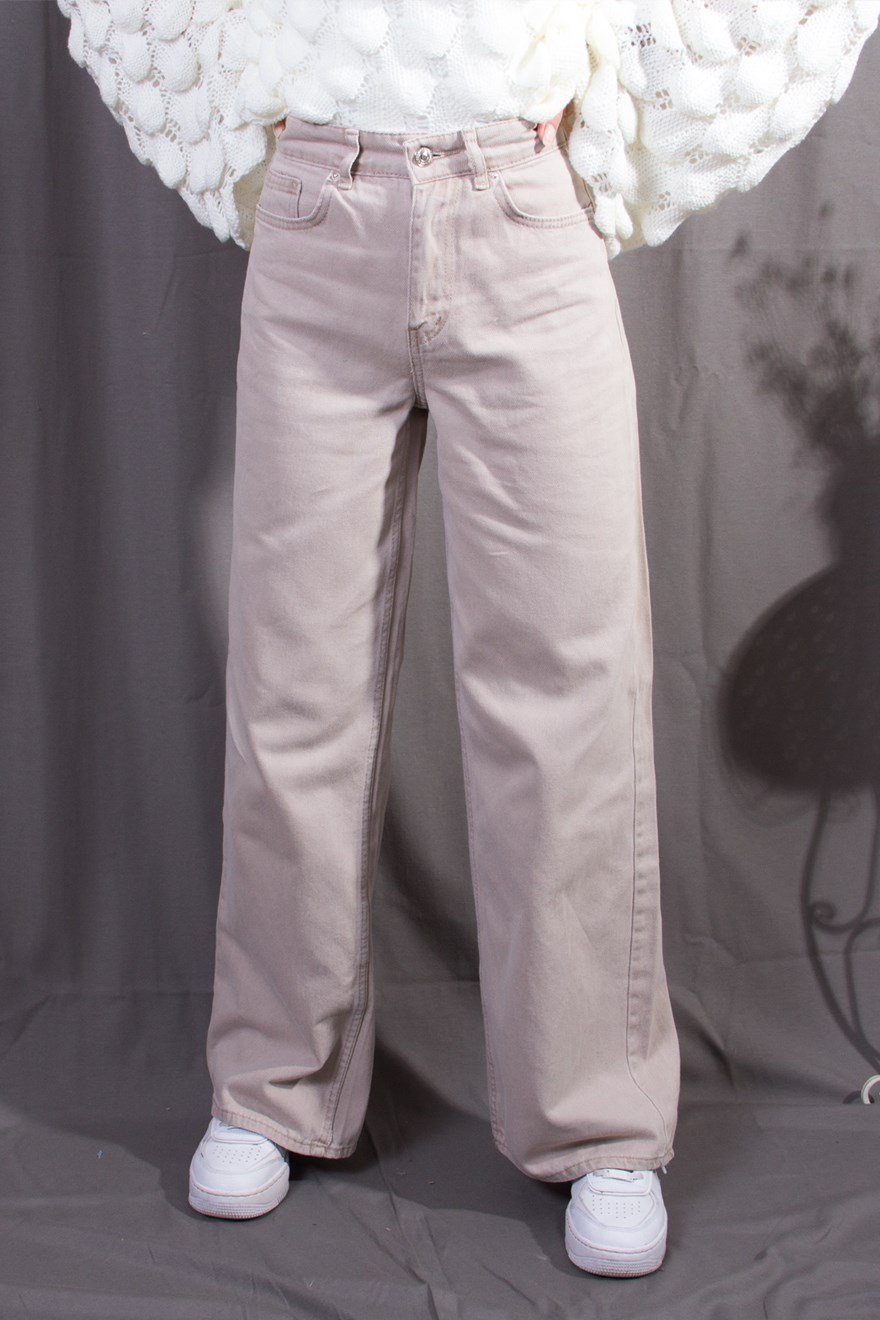Boru Paça Pantolon - Krem - Dominatrend