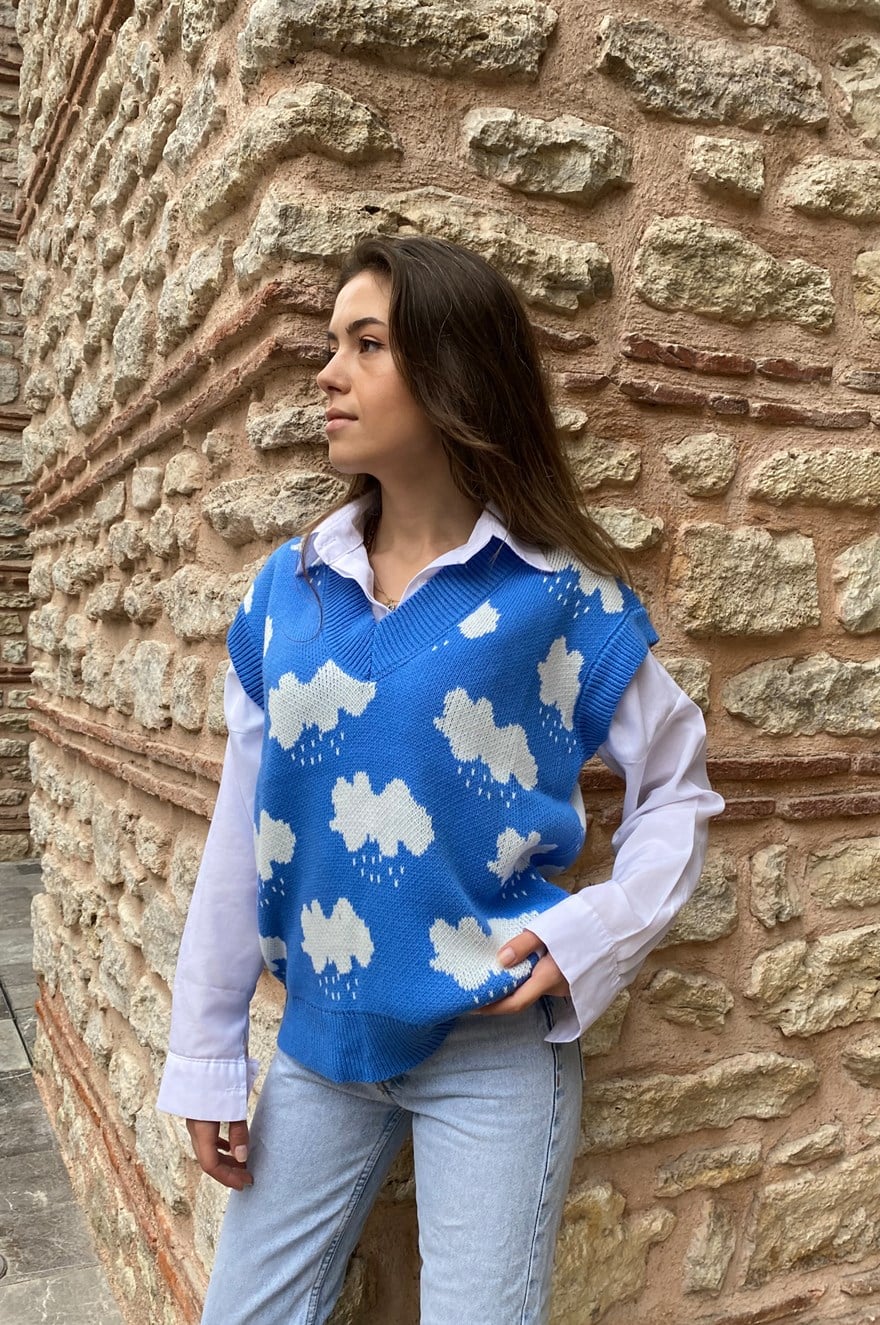 Bulutlu Süveter - Mavi - Dominatrend