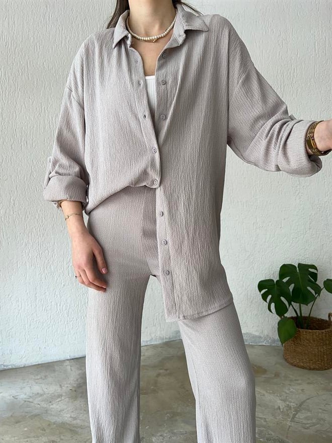 Bürümcük Gömek - Pantolon İkili Takım - Soft Lila - Dominatrend