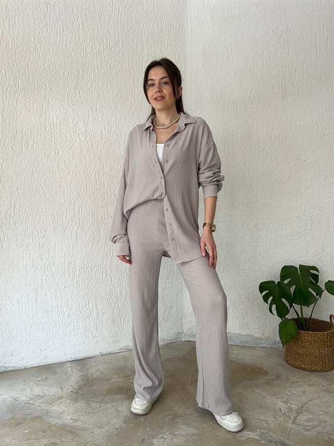 Bürümcük Gömek - Pantolon İkili Takım - Soft Lila - Dominatrend
