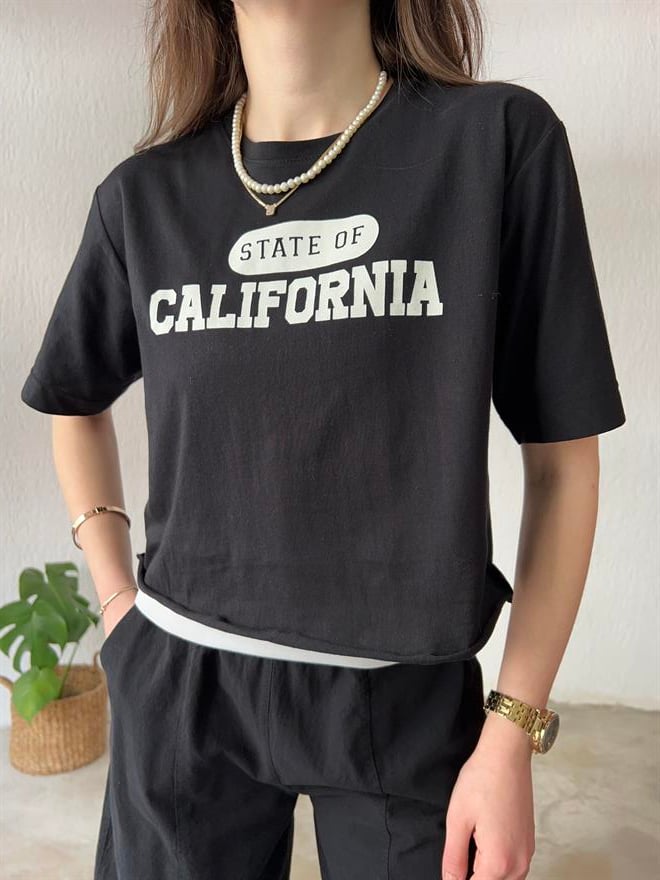 California Atletli T-Shirt Siyah-Beyaz - Dominatrend