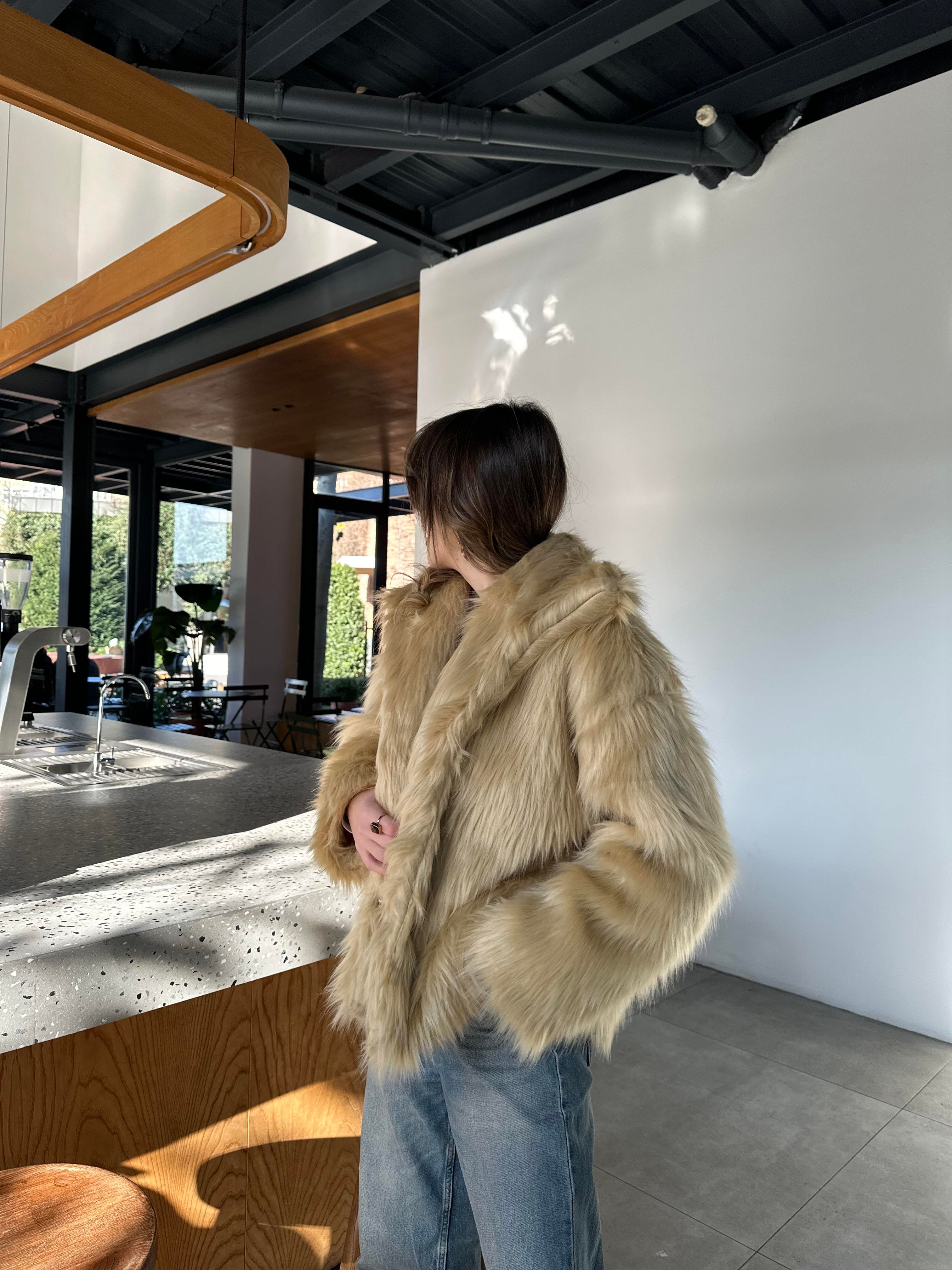 Camel Premium Astarlı Suni Kürk Ceket - Dominatrend