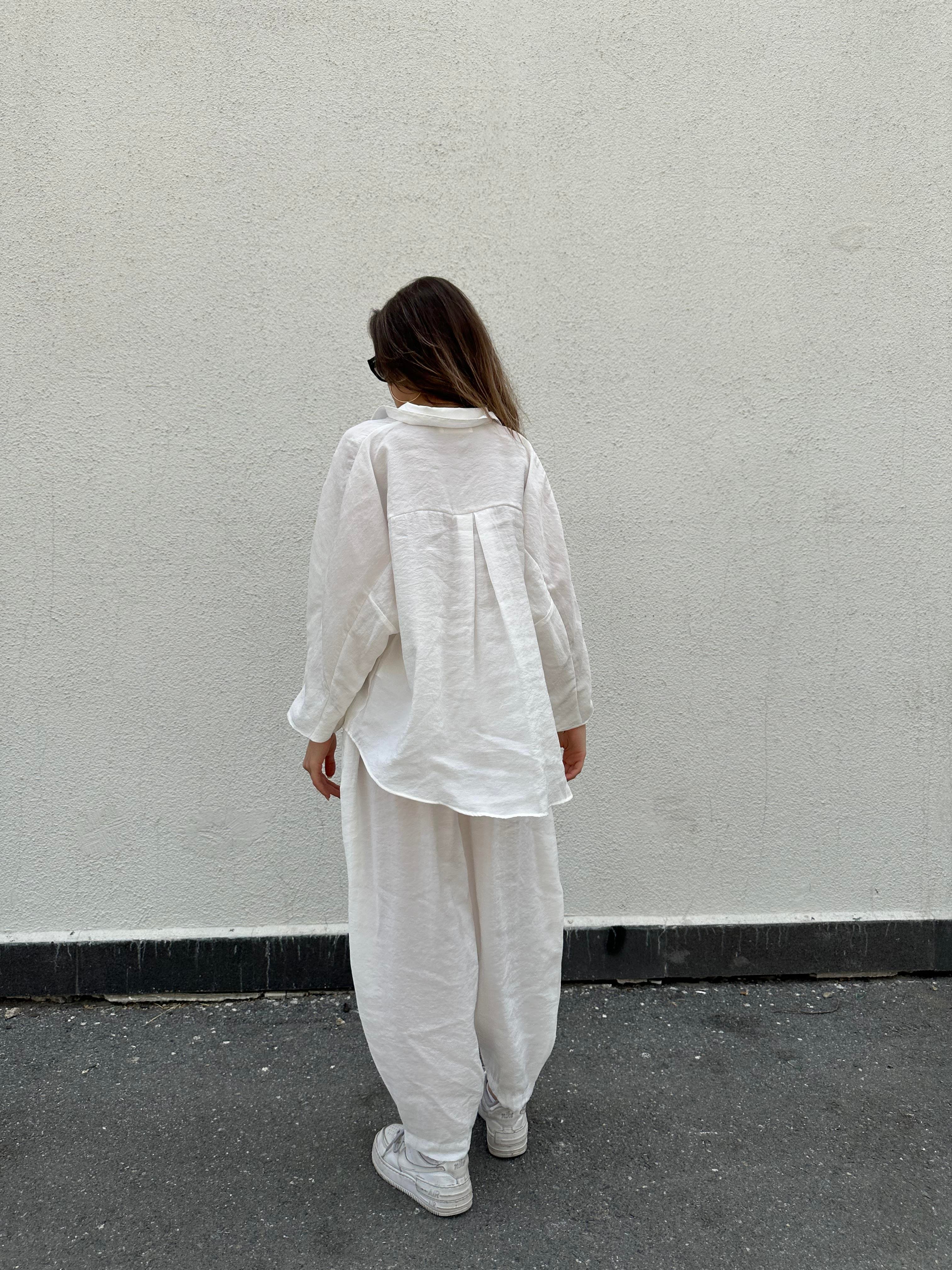 Candy Tensel Oversize İkili Takım - Beyaz - Dominatrend