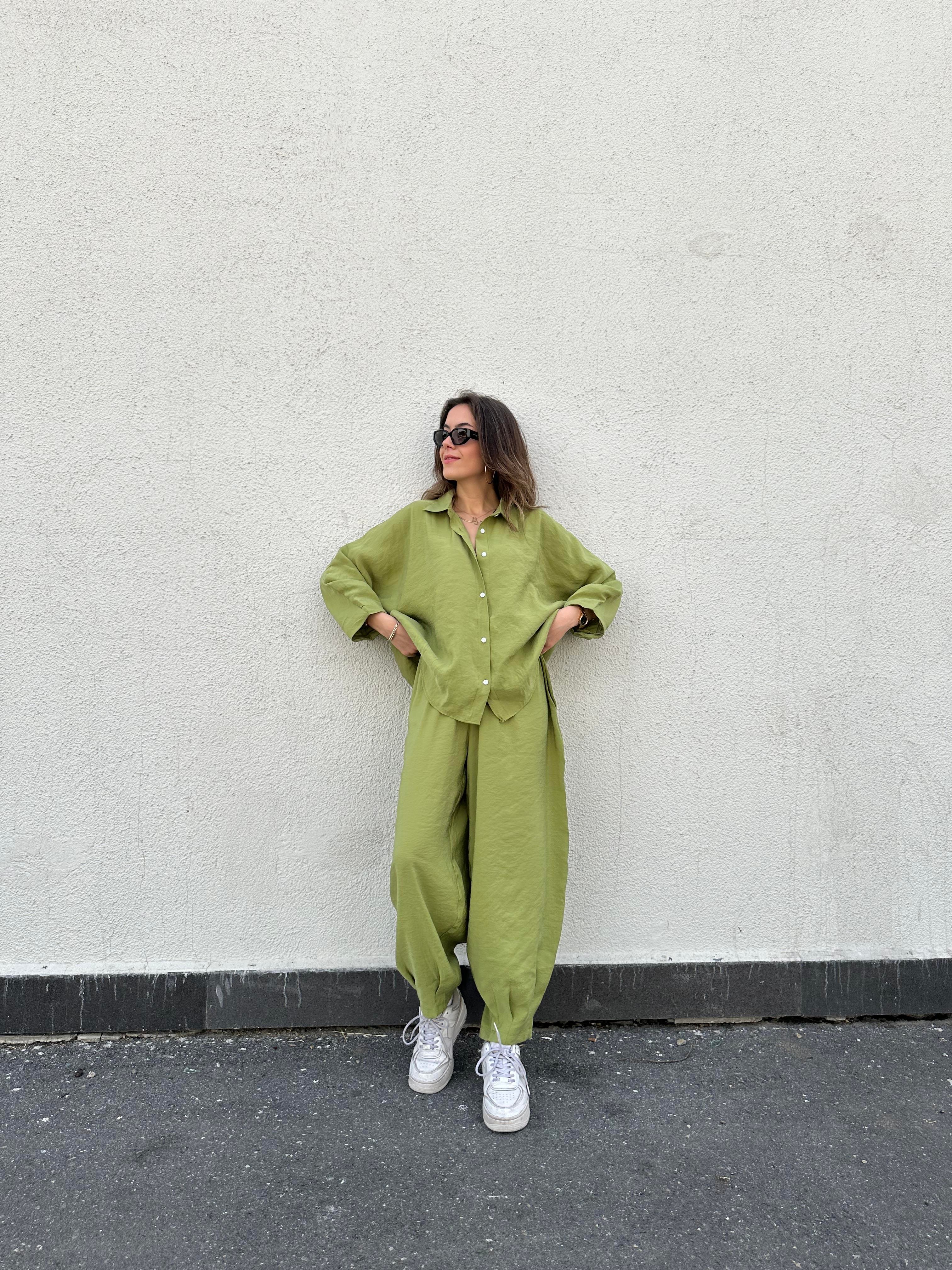 Candy Tensel Oversize Takım - Yeşil - Dominatrend