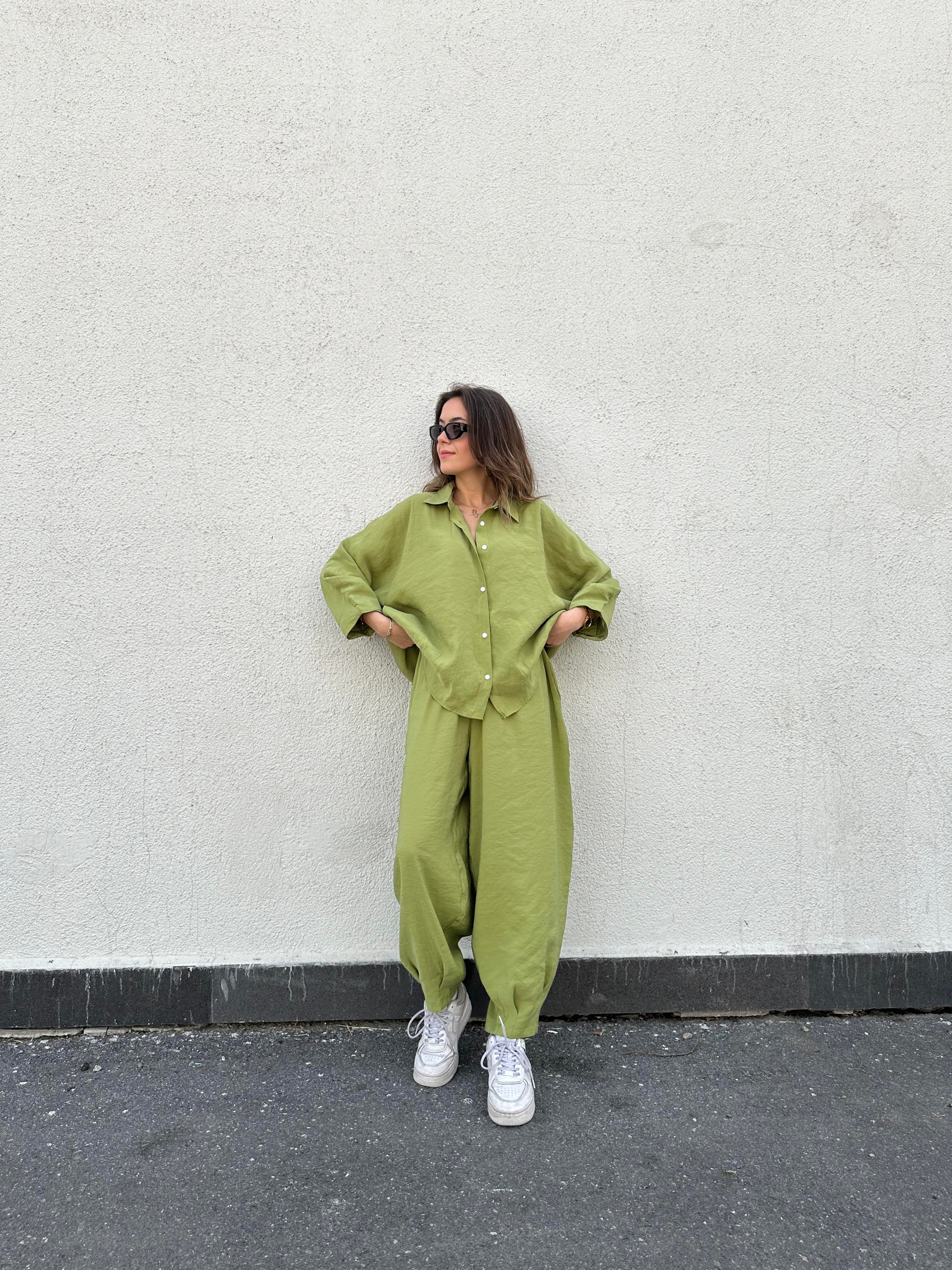 Candy Tensel Oversize Takım - Yeşil - Dominatrend