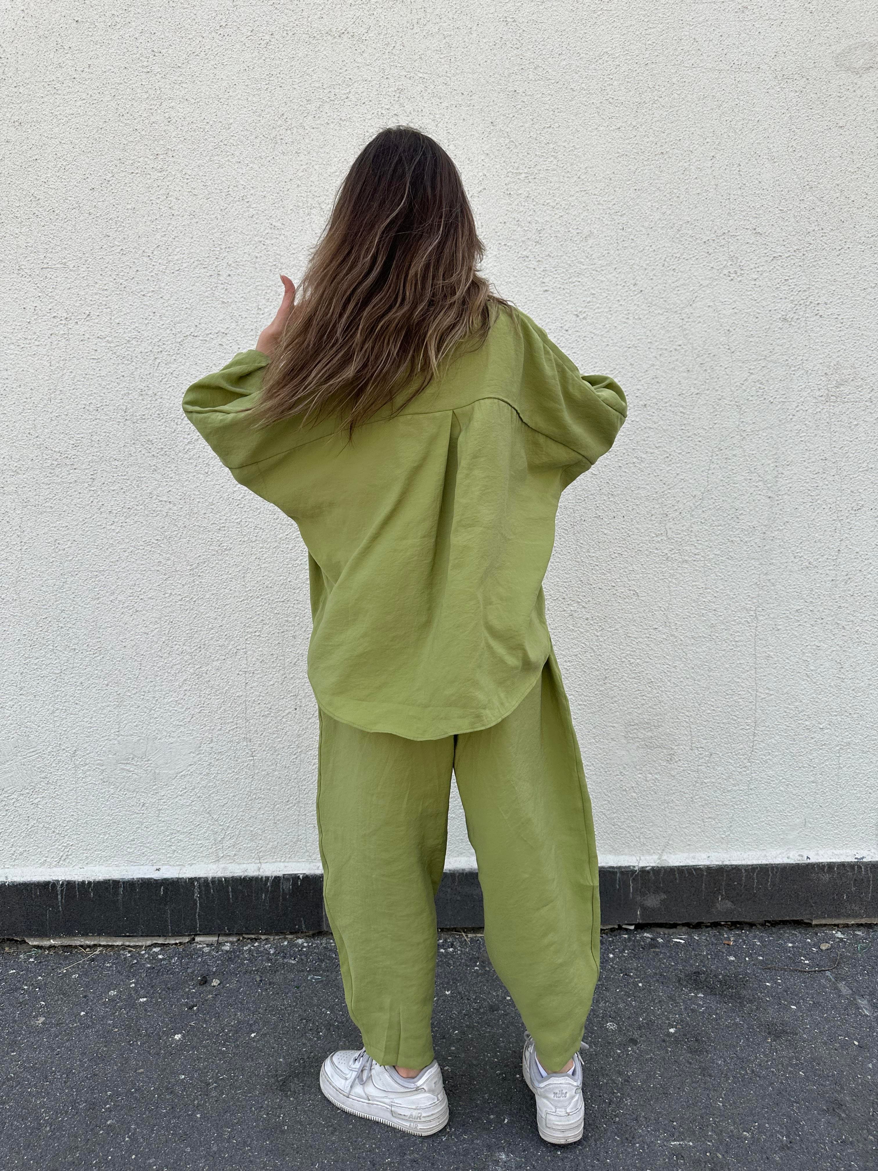 Candy Tensel Oversize Takım - Yeşil - Dominatrend
