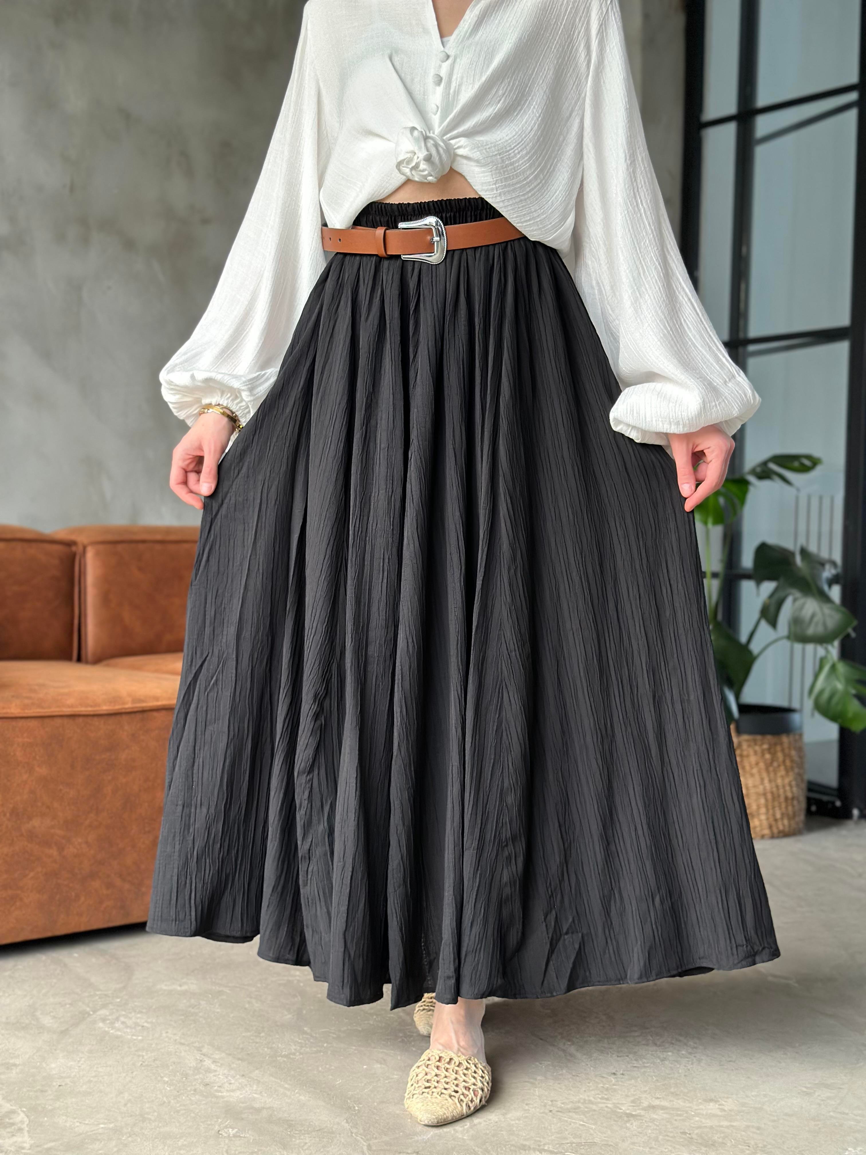 Cepli Maxi Boy Salaş Etek - Siyah - Dominatrend