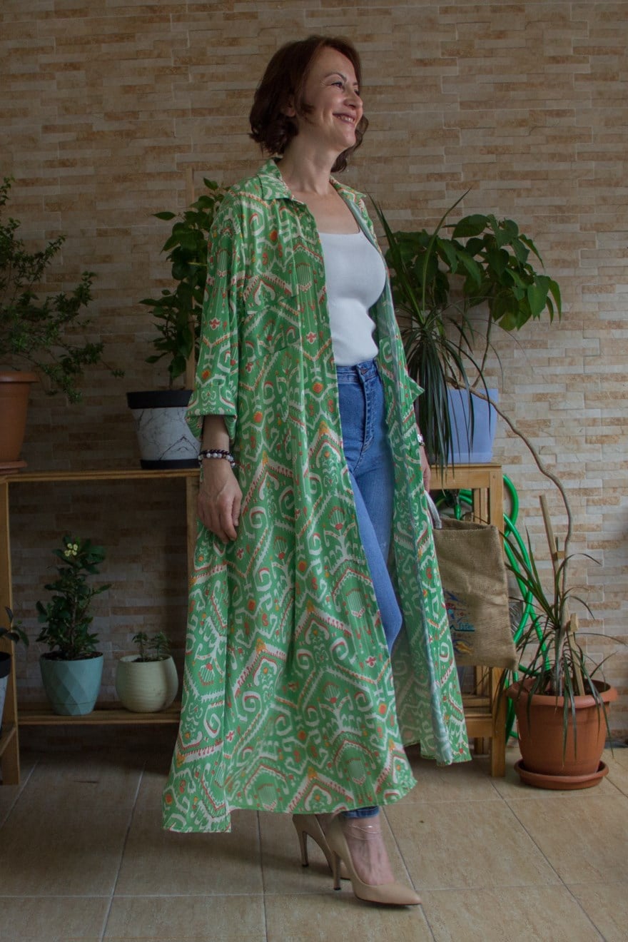 Cepli Tunik Elbise - Yeşil - Dominatrend