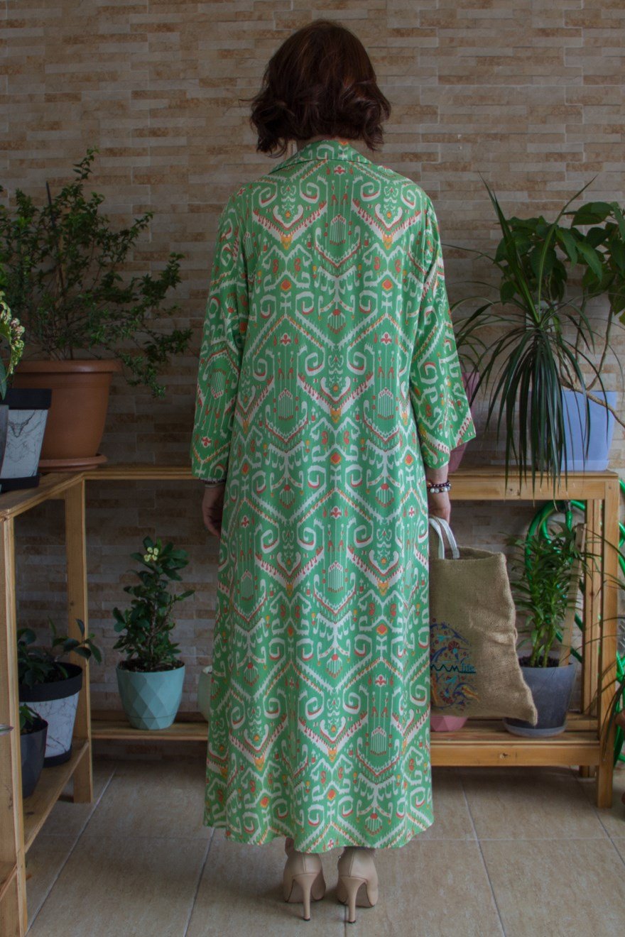 Cepli Tunik Elbise - Yeşil - Dominatrend