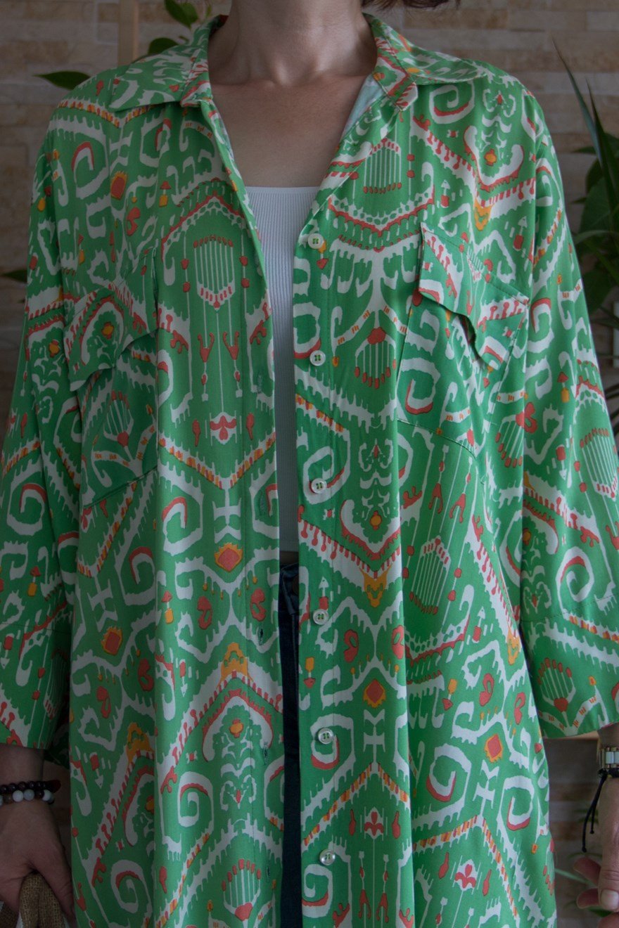 Cepli Tunik Elbise - Yeşil - Dominatrend
