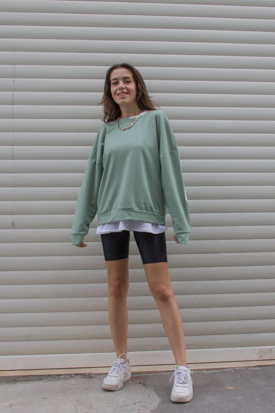 Chicago Sweatshirt - Su Yeşili - Dominatrend