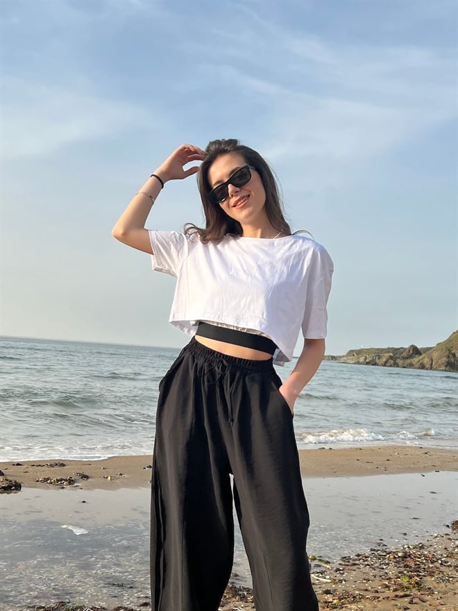 Crop Lastik Detaylı T-Shirt - Dominatrend