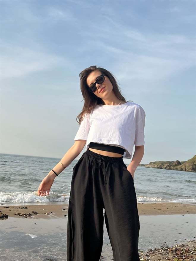 Crop Lastik Detaylı T-Shirt - Dominatrend