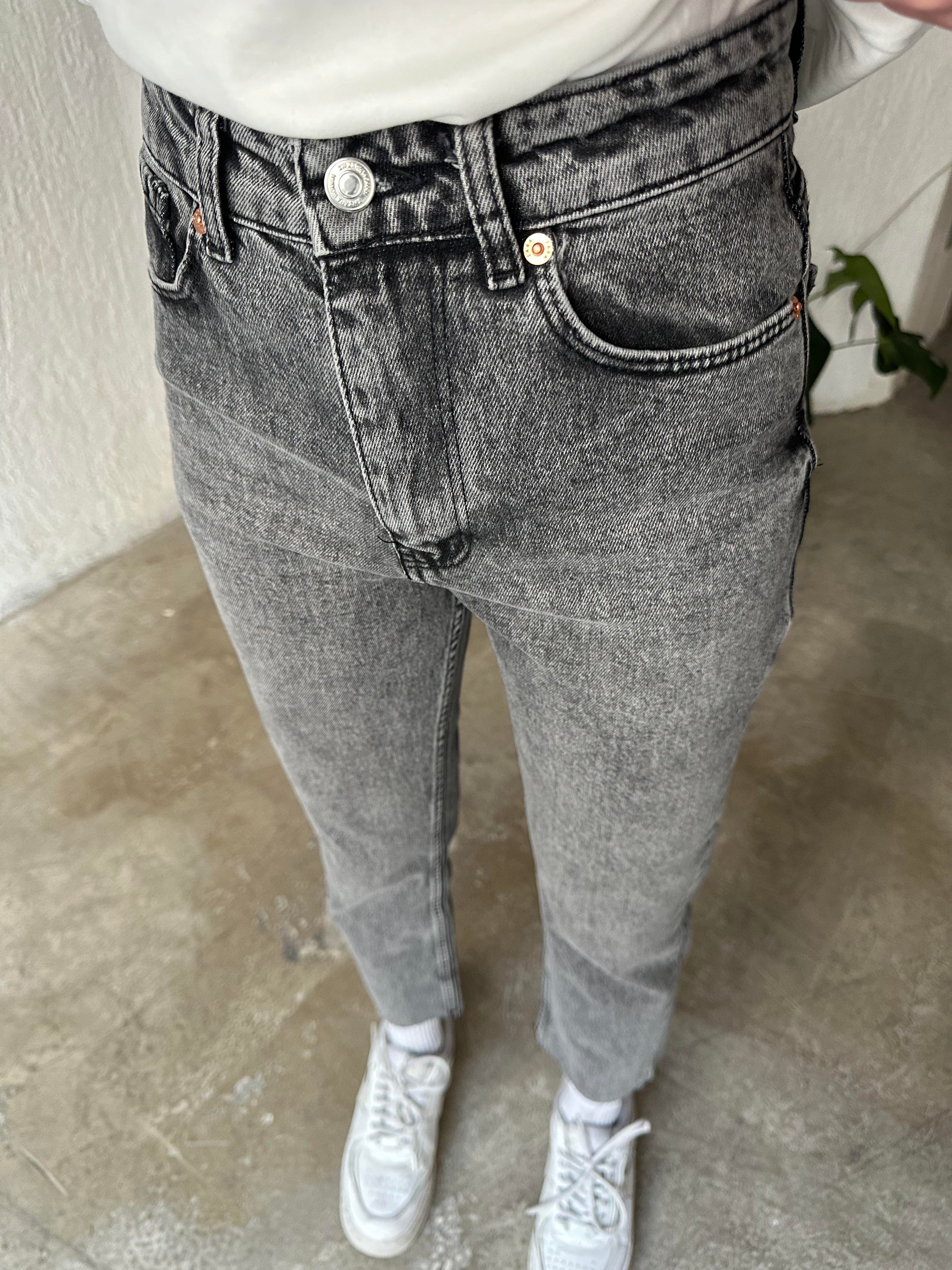 Crop Straight Fit Jean - Antrasit - Dominatrend