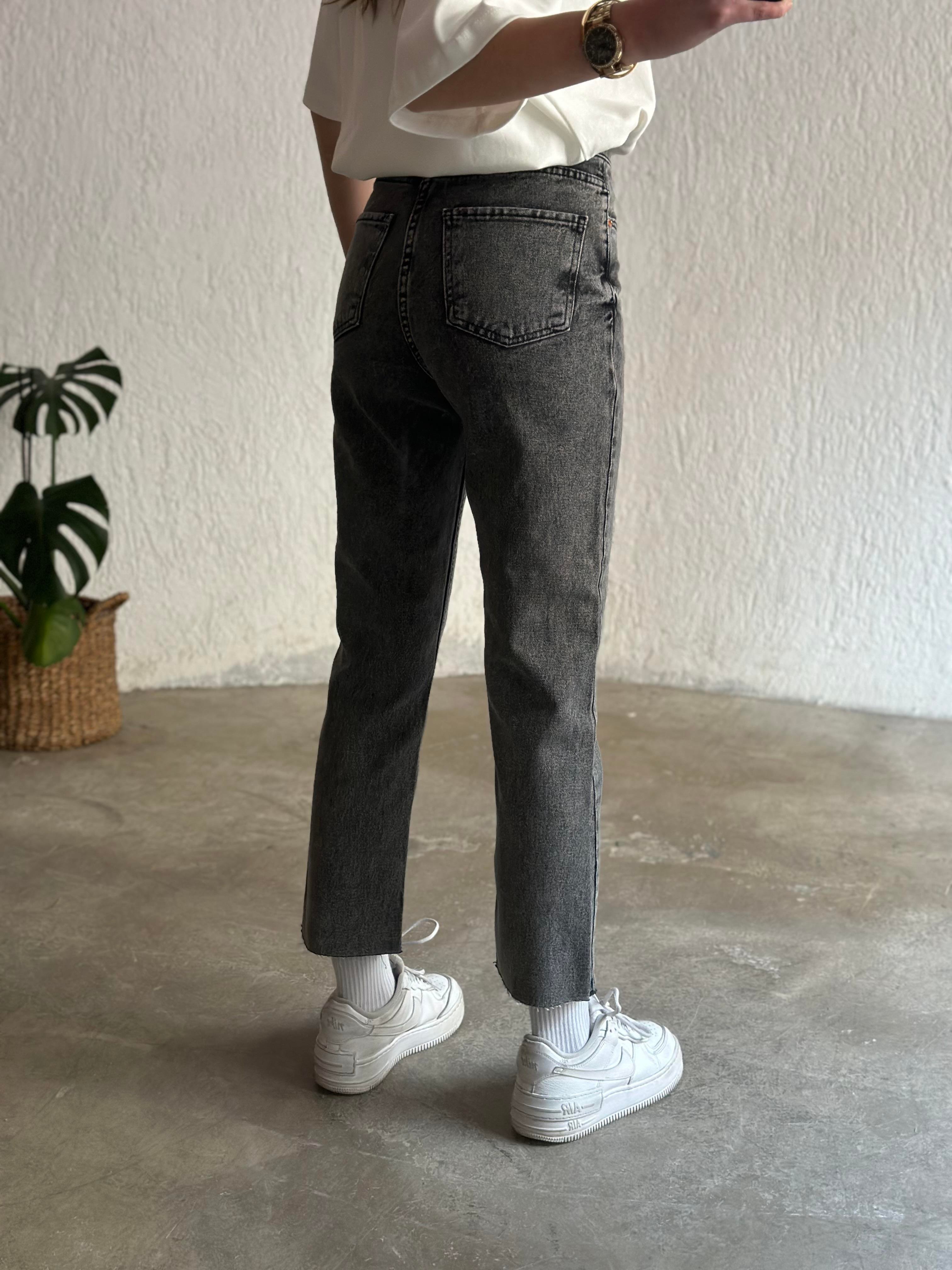 Crop Straight Fit Jean - Antrasit - Dominatrend