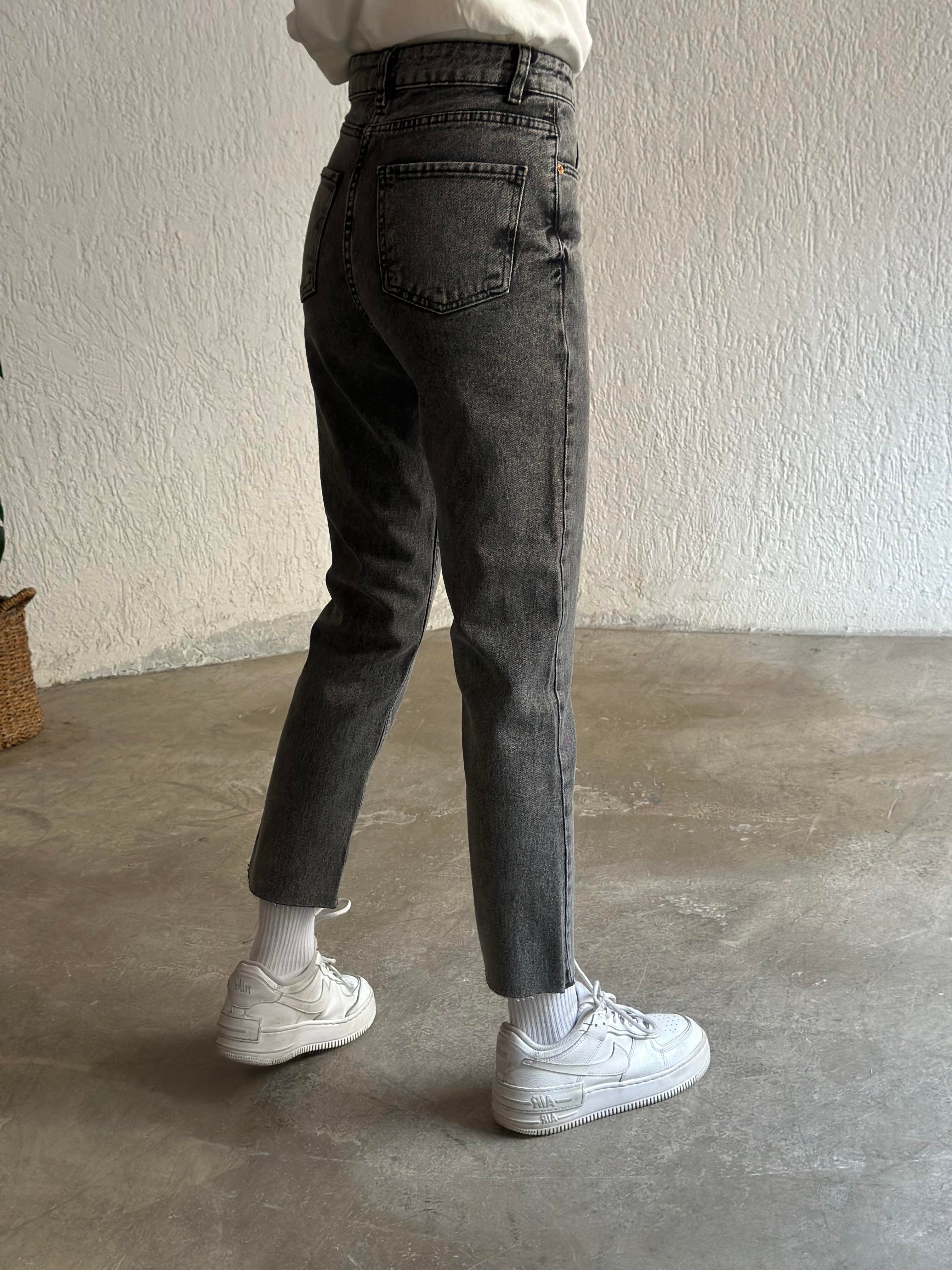 Crop Straight Fit Jean - Antrasit - Dominatrend