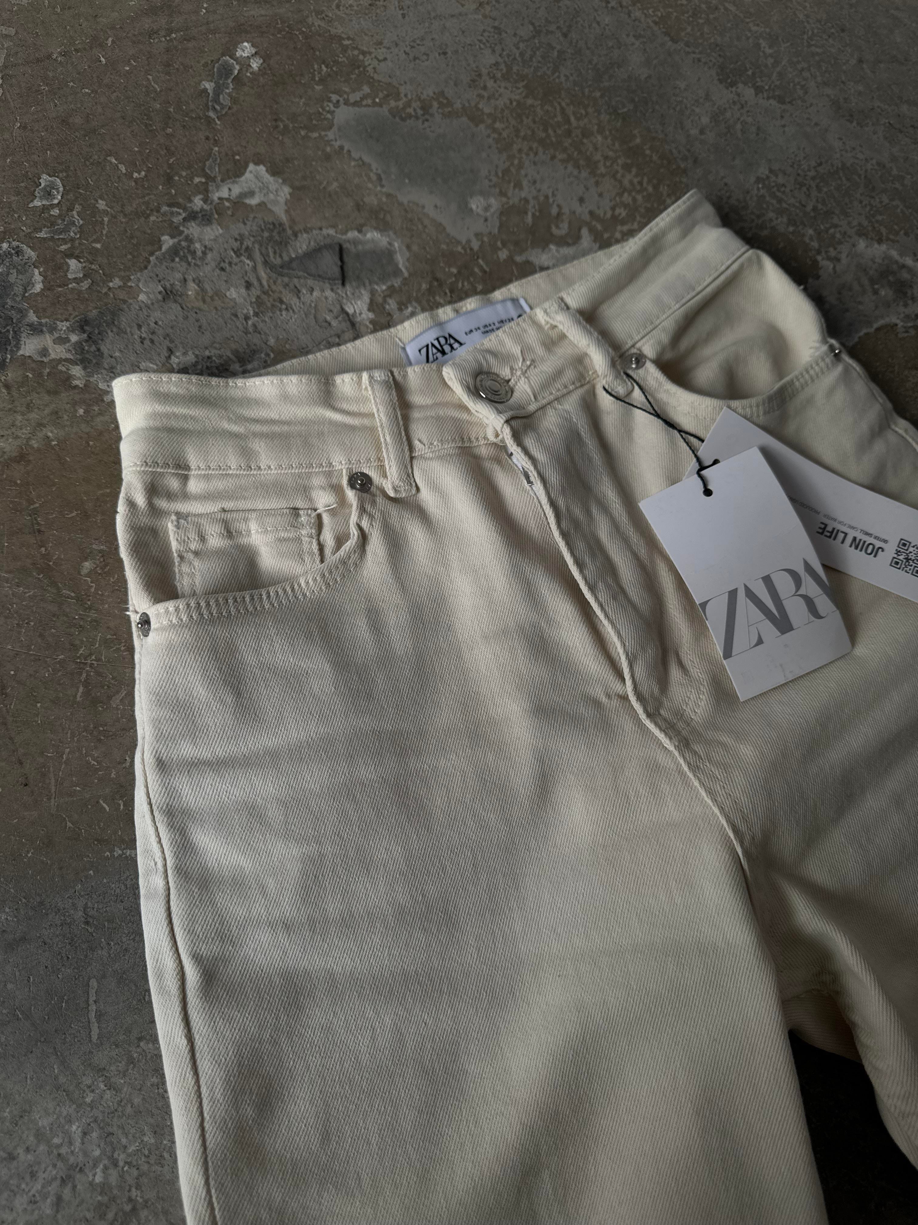 Crop Straight Fit Jean - Krem - Dominatrend