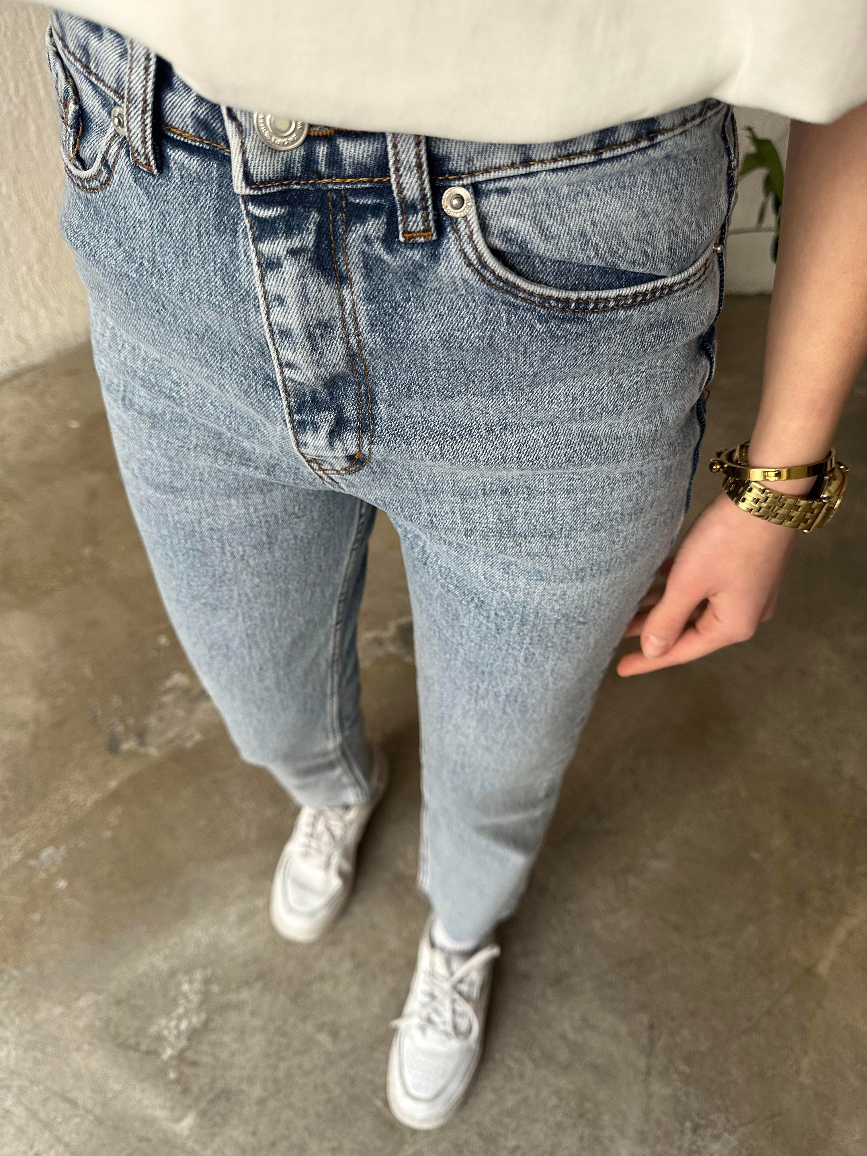 Crop Straight Fit Jean - Mavi - Dominatrend