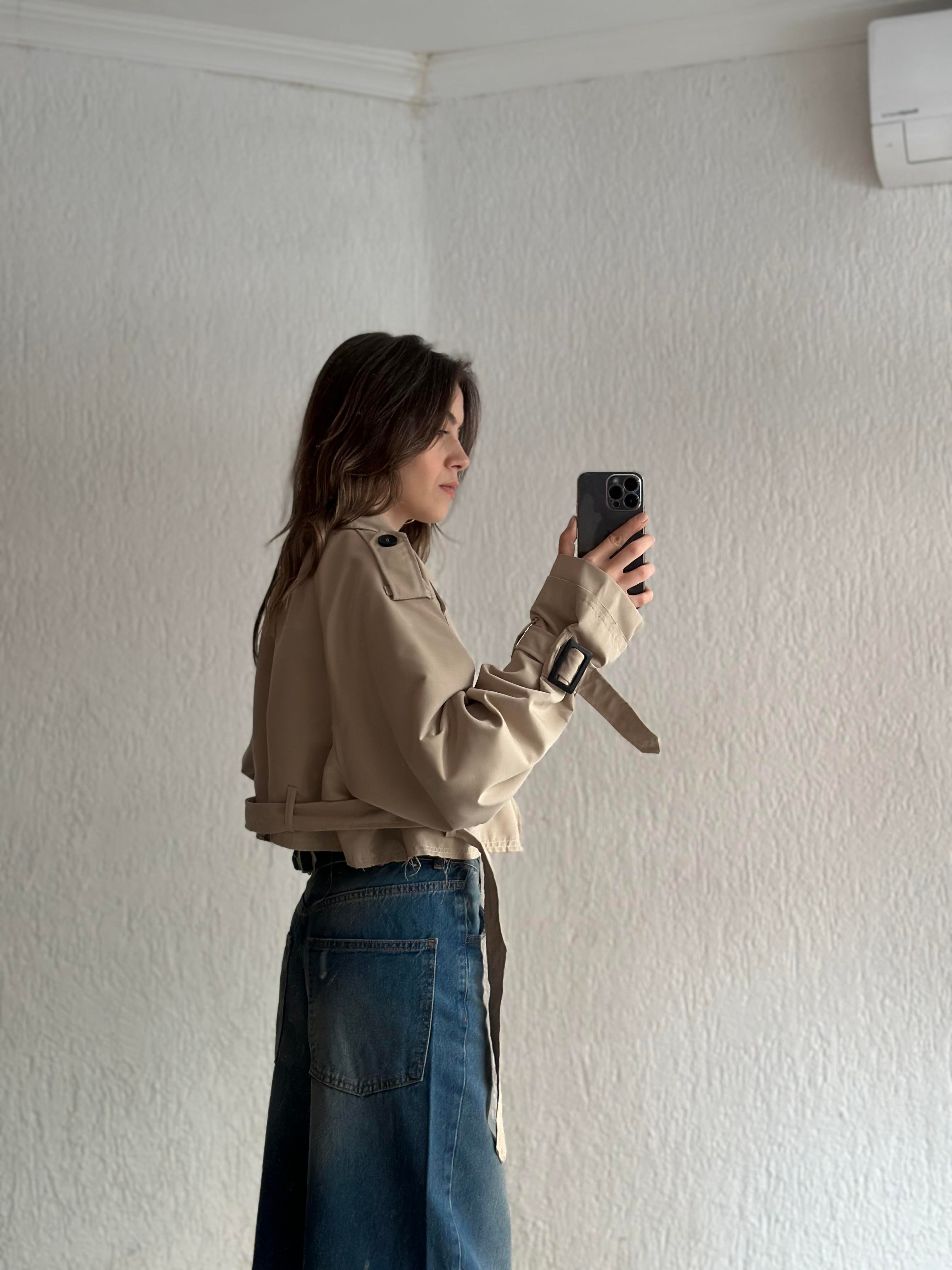 Crop Trençkot - Bej - Dominatrend