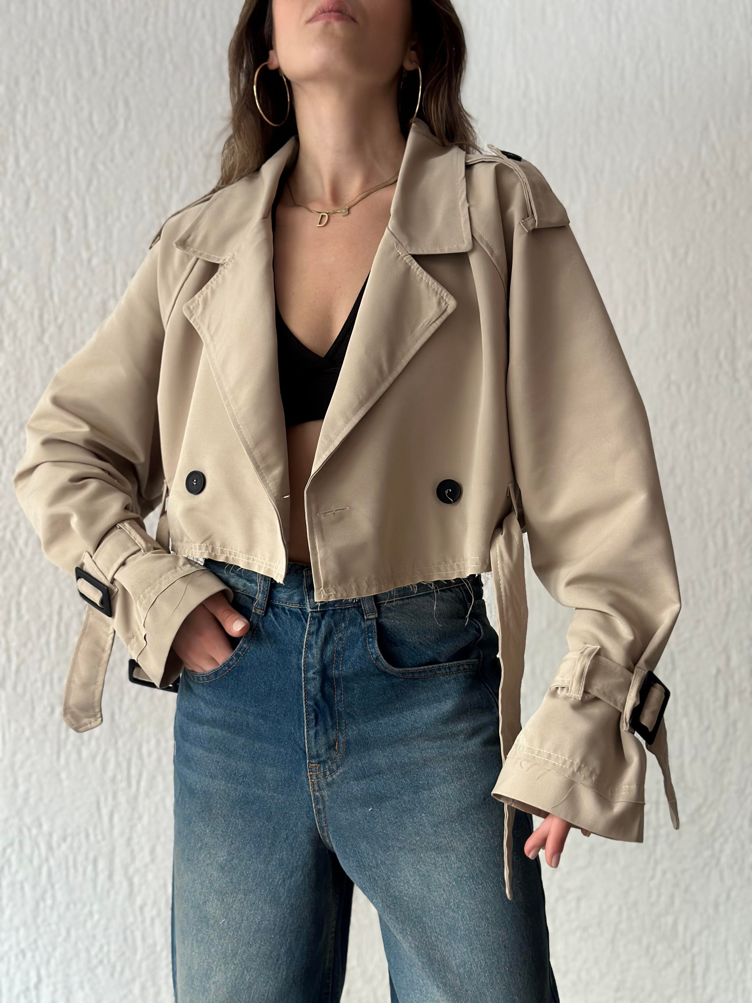Crop Trençkot - Bej - Dominatrend