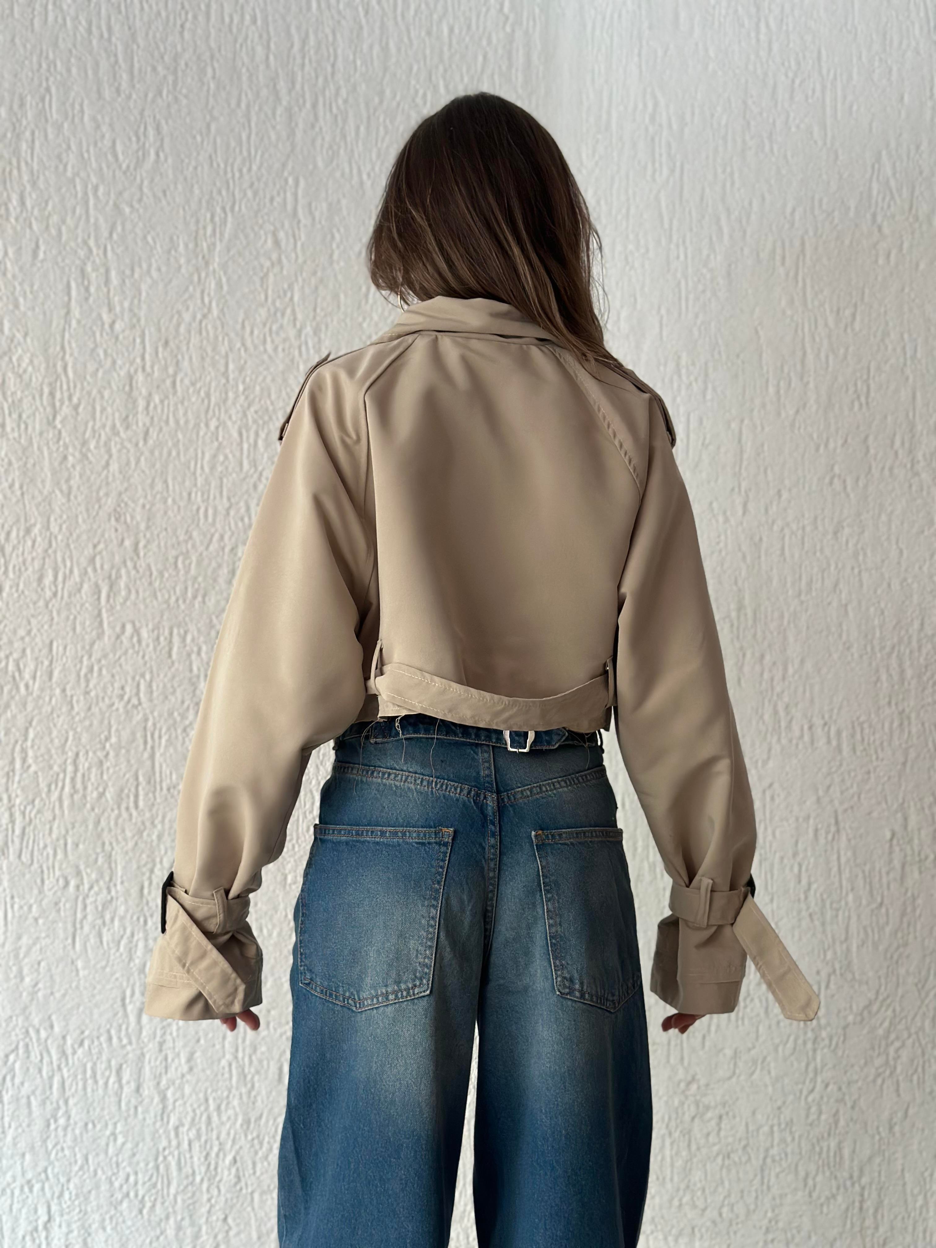 Crop Trençkot - Bej - Dominatrend