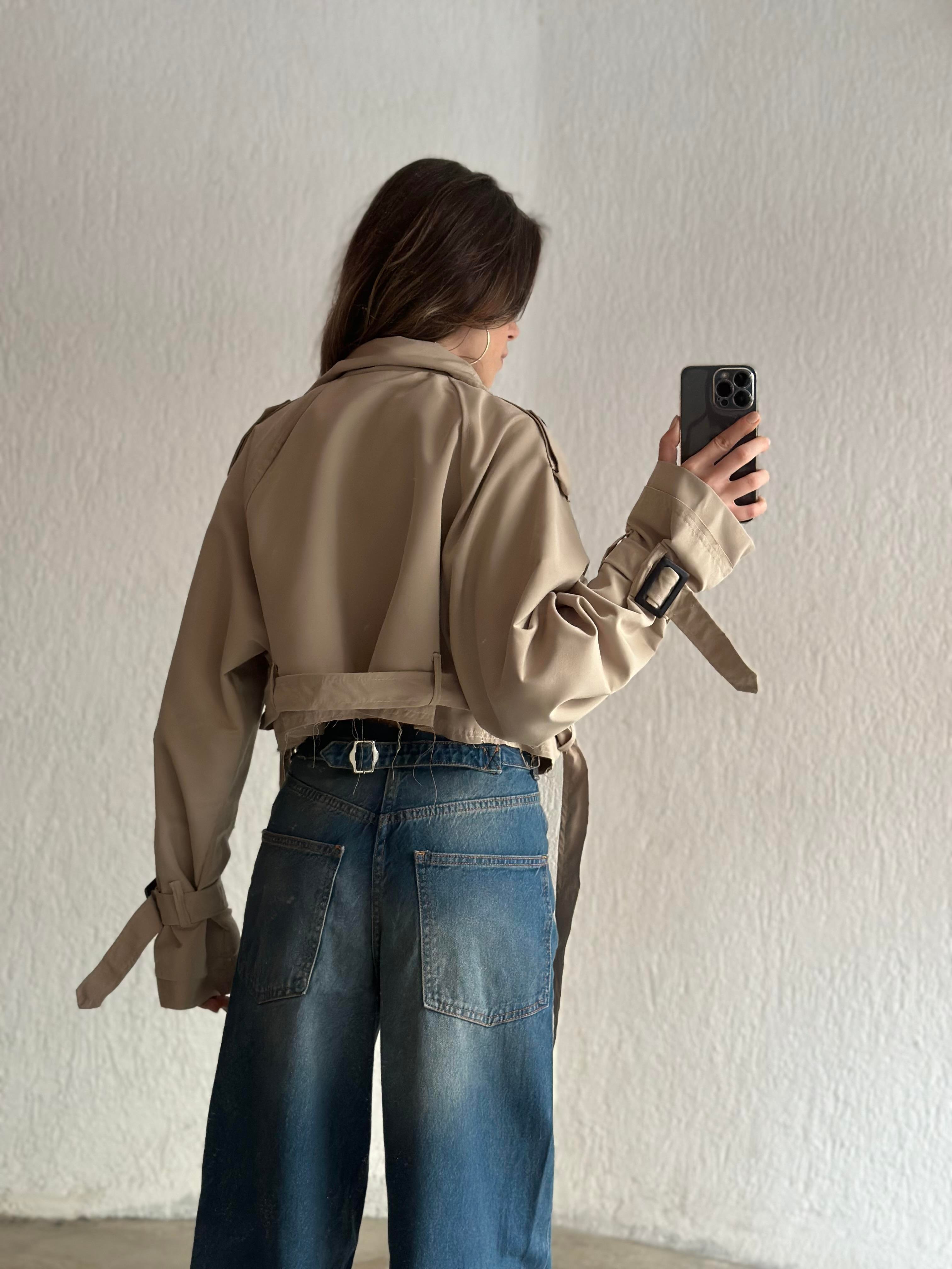 Crop Trençkot - Bej - Dominatrend