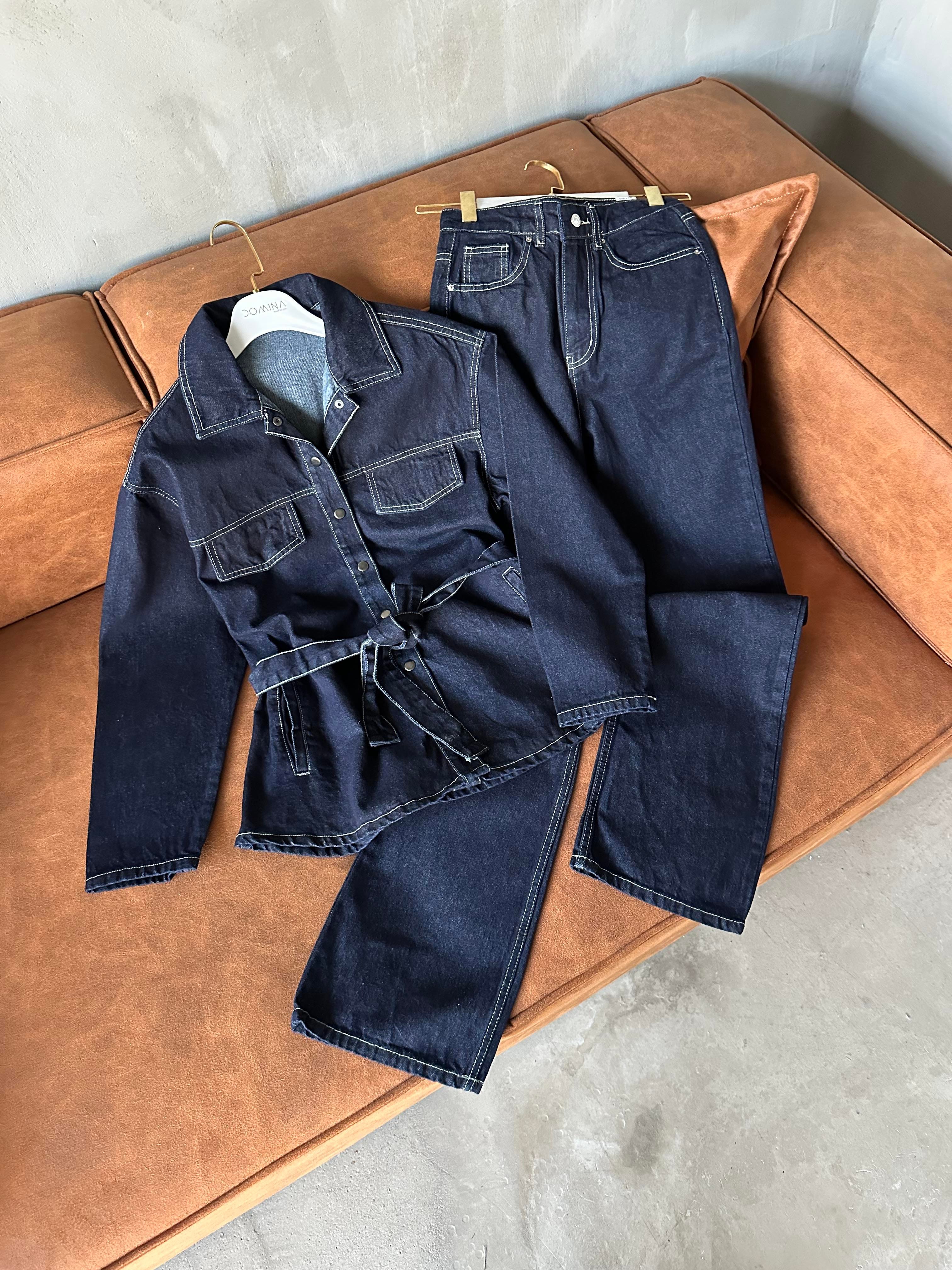 Denim Kot Ceket - Pantolon Takım - Dominatrend