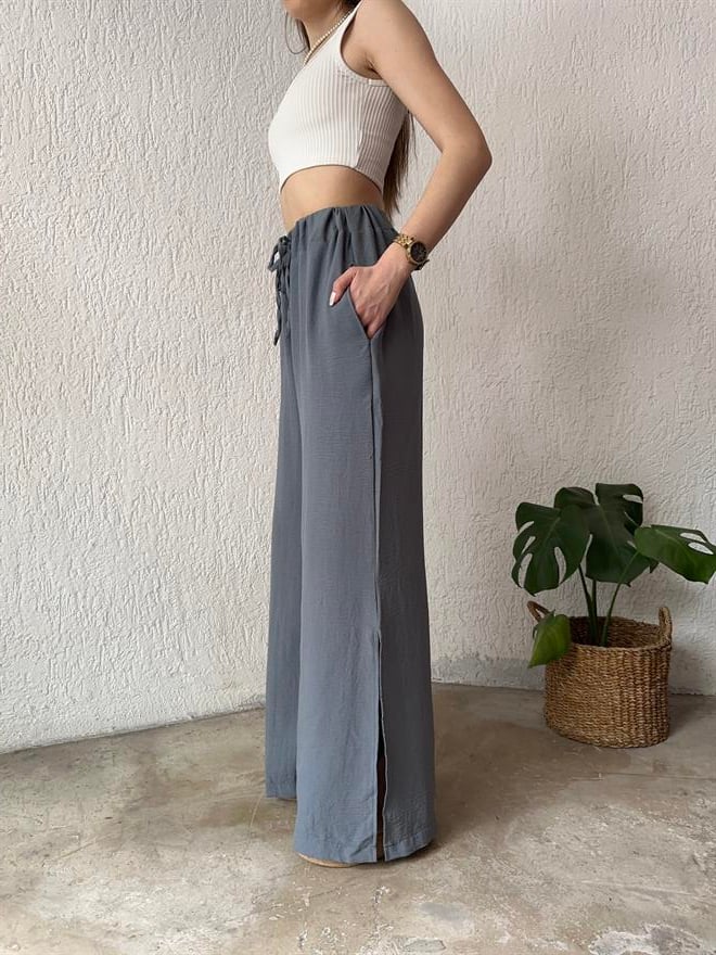 Dmn Collection Aerobin Yırtmaçlı Pantolon - Gri - Dominatrend