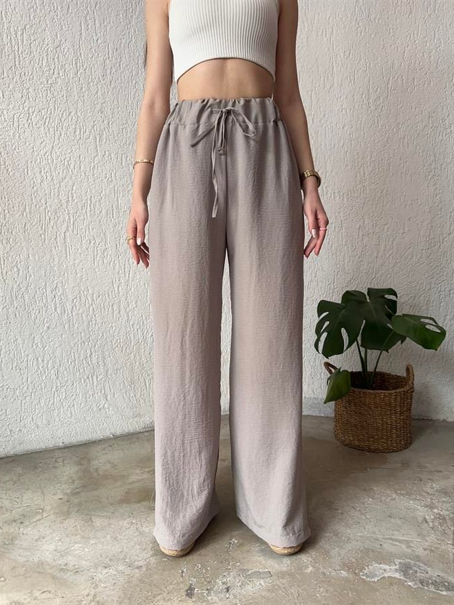 Dmn Collection Aerobin Yırtmaçlı Pantolon - Taş - Dominatrend