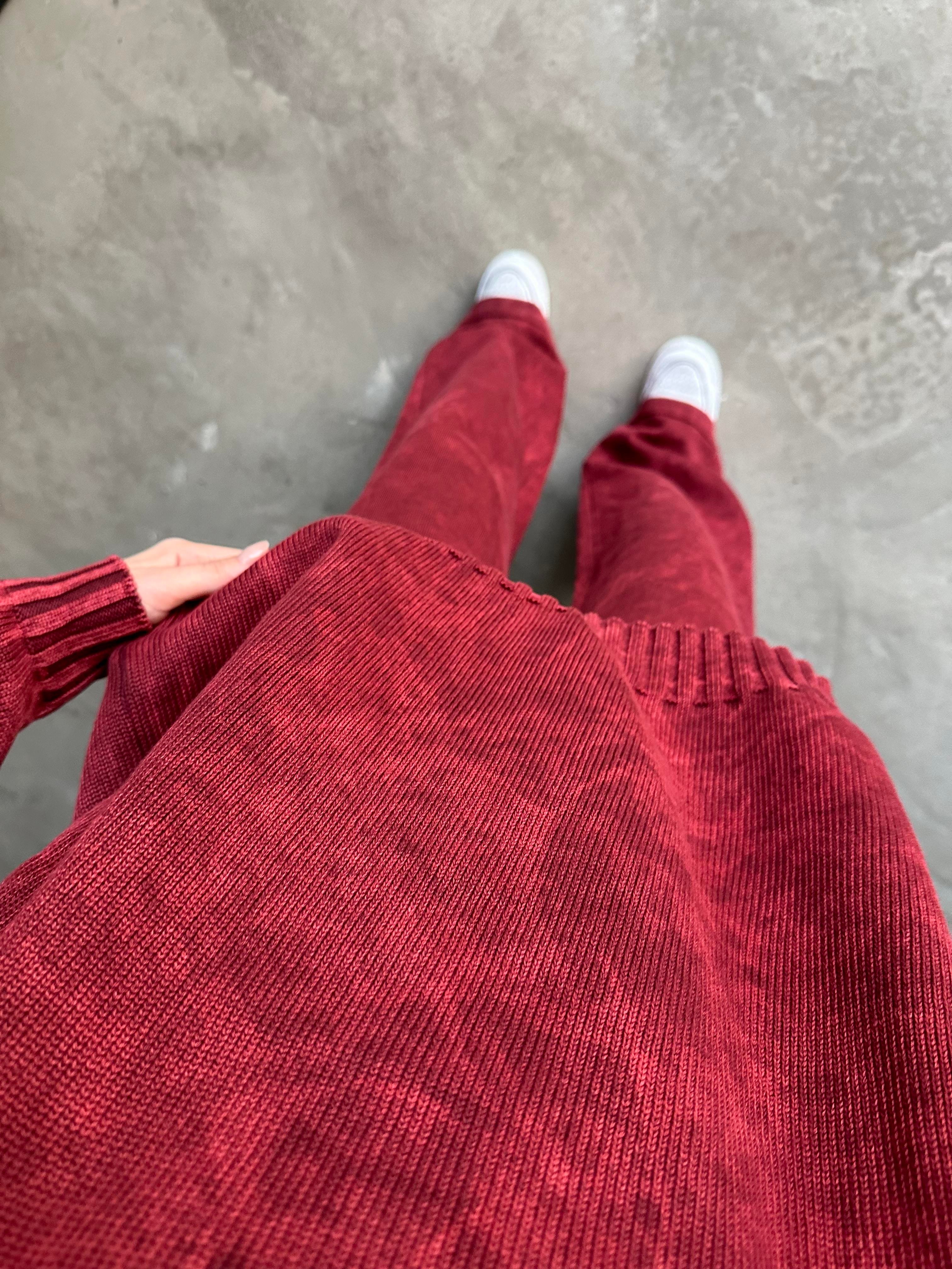 Domi Yıkamalı Triko Takım - Bordo - Dominatrend