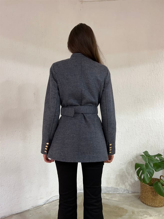 Düğmeli Kaşe Ceket - Dominatrend