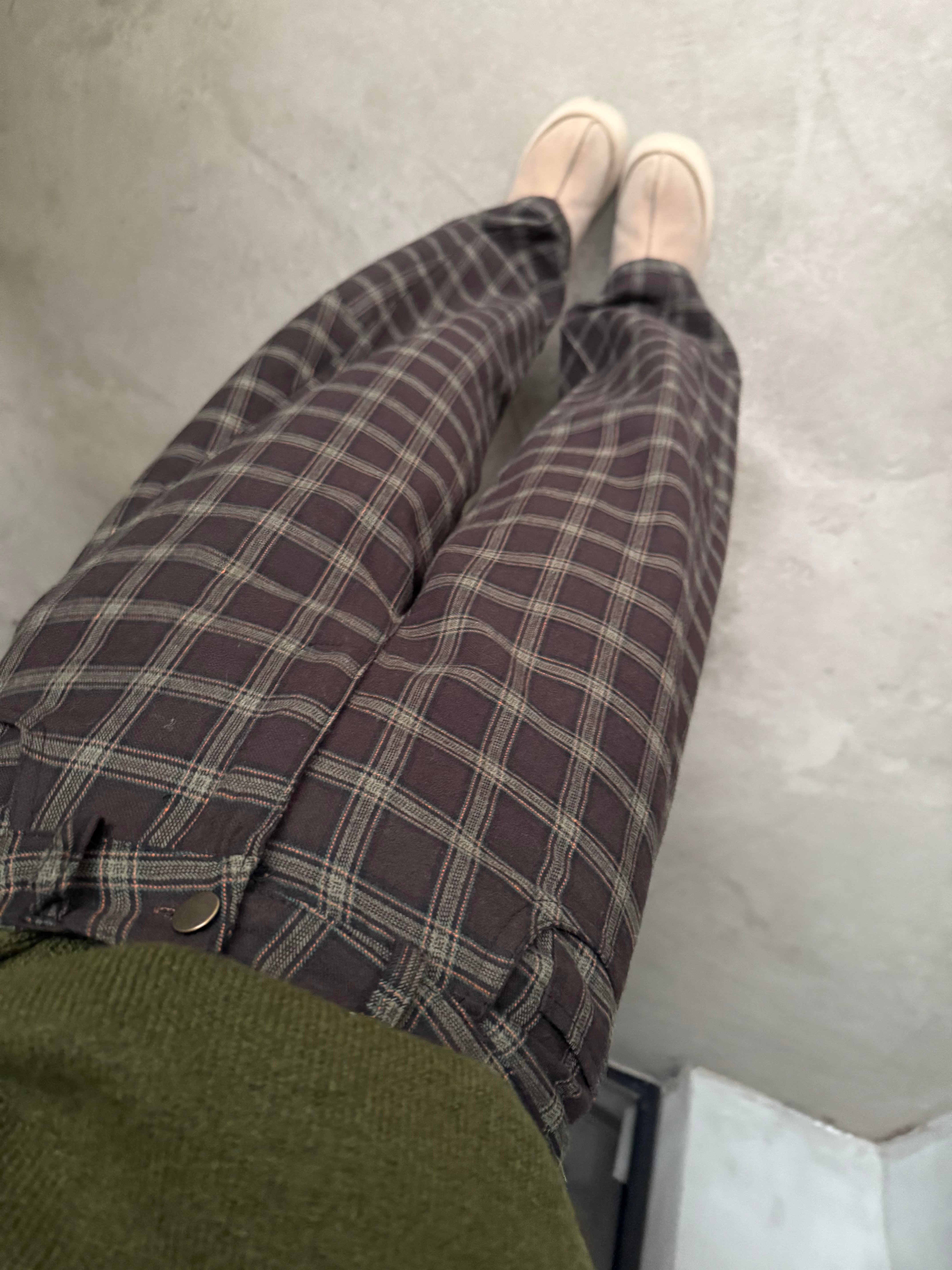 Ekose Balon Pantolon - Kahverengi - Dominatrend